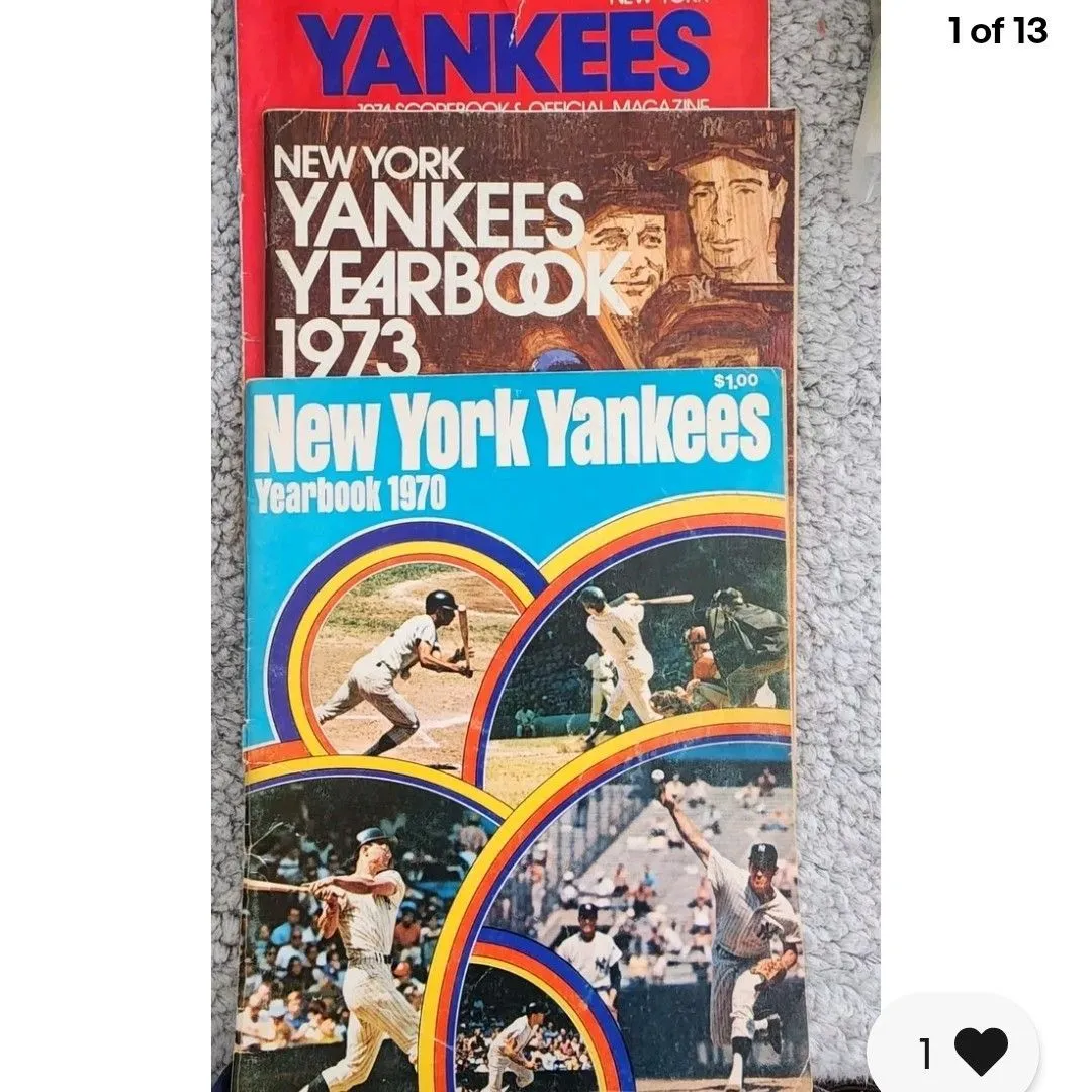Product image for 3 Vintage Yankees Scorebooks 70's used written in