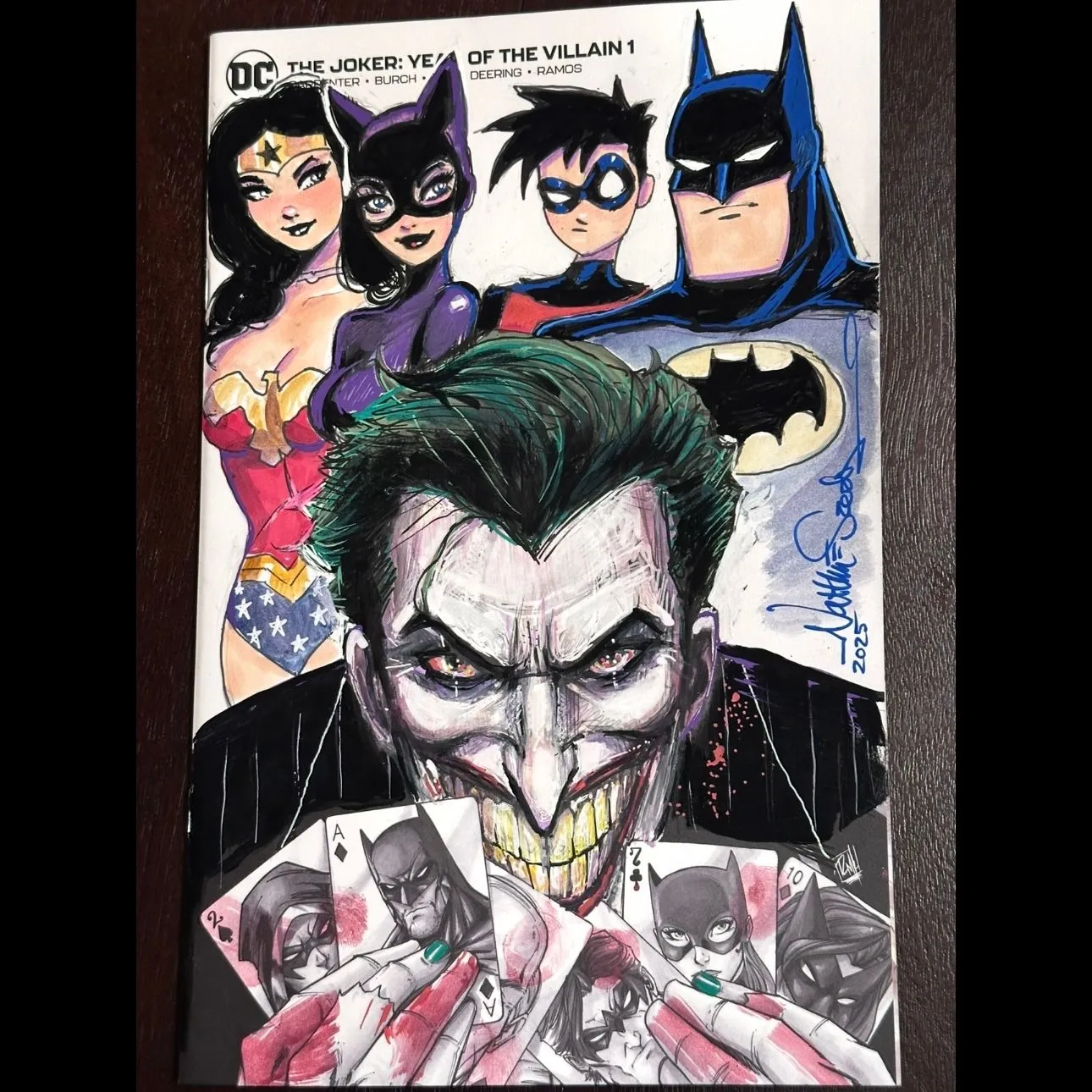 Product image for 1 Joker sketch cover partial blank--with 4 added characters by Szerdy