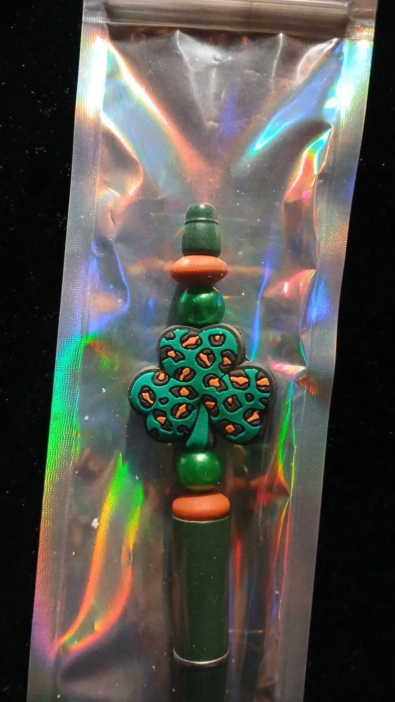 Product image for Beadable Pens - Shamrock green and orange pen #15