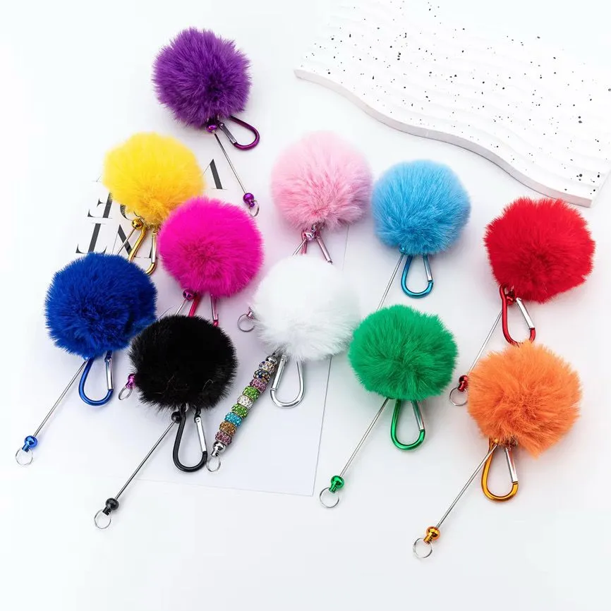 Product image for CRAFTS: 5pc Beadable Pom Pom Keychains - ASSORTED