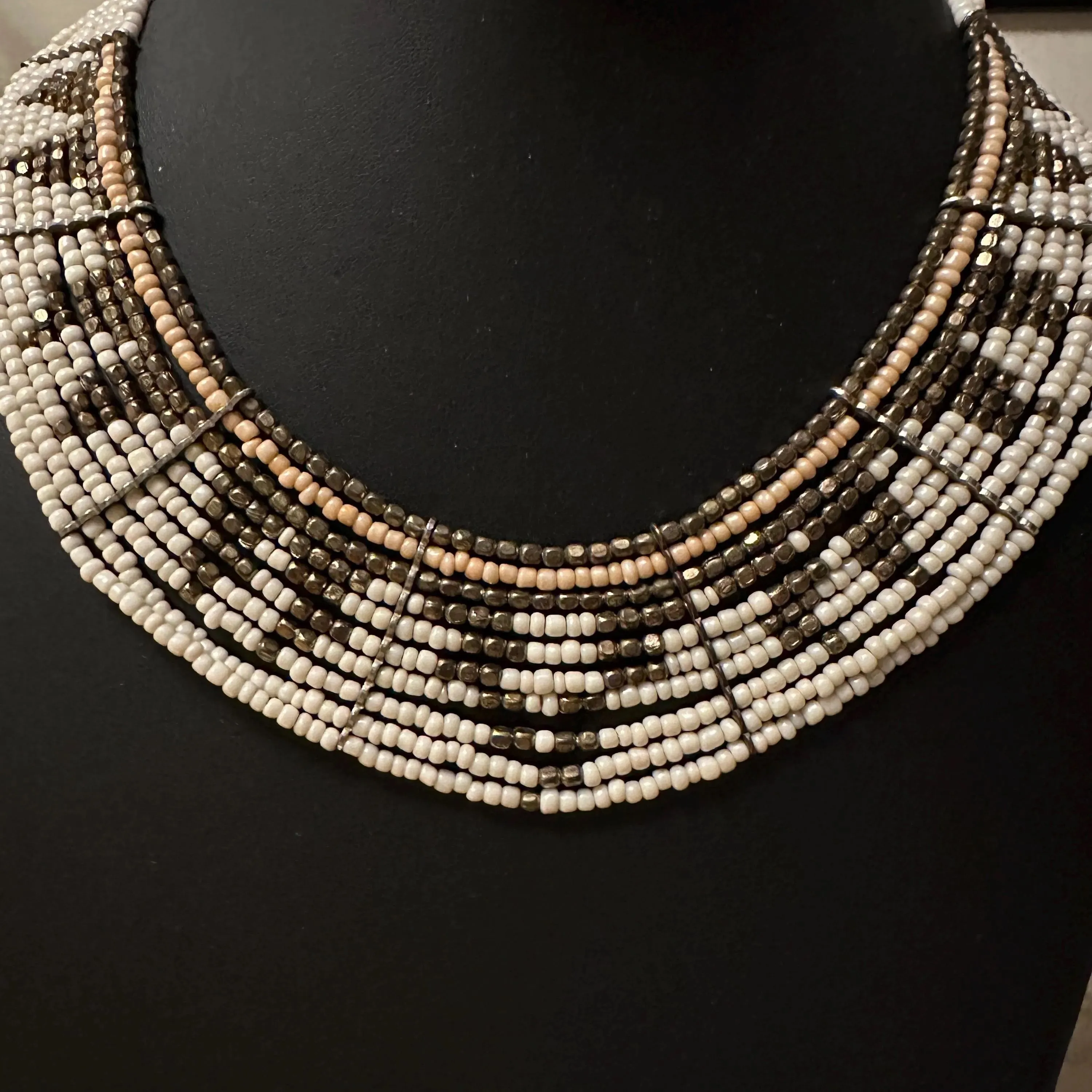 Product image for Amazing Beaded Collar Necklace Egyptian Revival