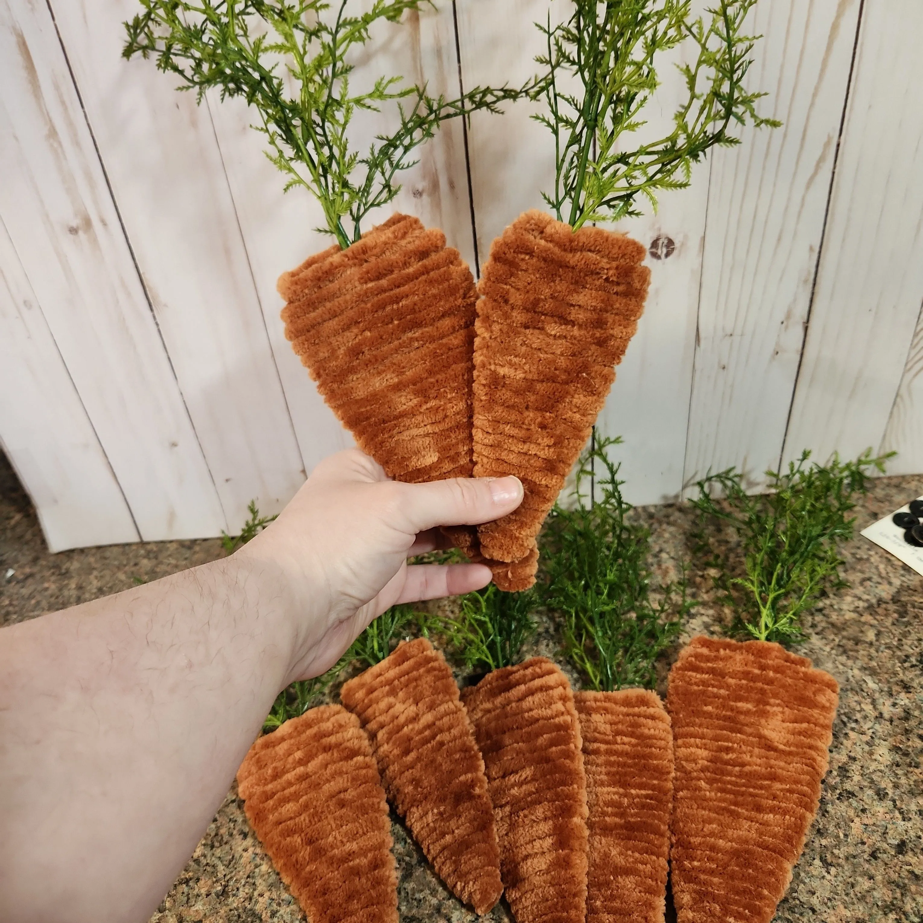 Product image for 000. Flat fuzzy carrots. One chosen at random