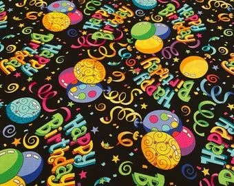 Product image for  Hi Fashion Happy Birthday Cotton Fabric- By the Yard