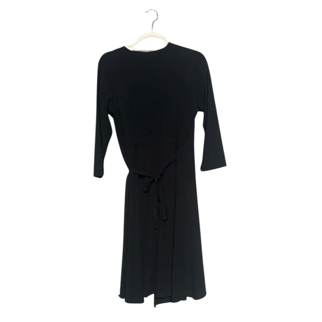 Eileen Fisher Women's Silk Wrap Dress - Black - Size Xs