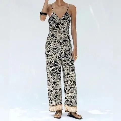 Zara Womens Large Sleeveless Maxi Dress Linen Blend Black White Leaf Print  Chic  Whatnot: Shop, Sell, Connect