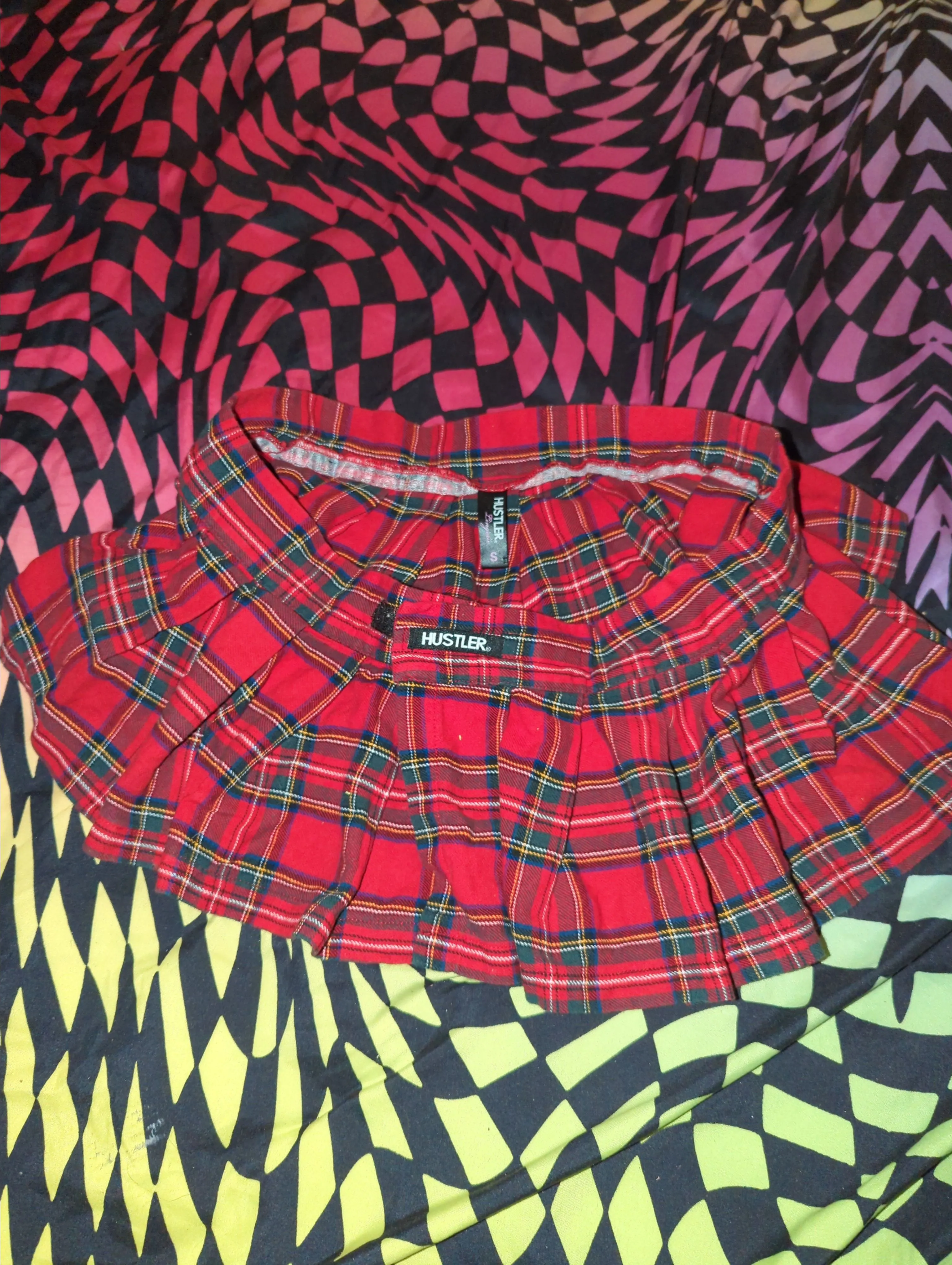 Product image for Y2K Red Plaid Rip off Pleated Mini Skirt