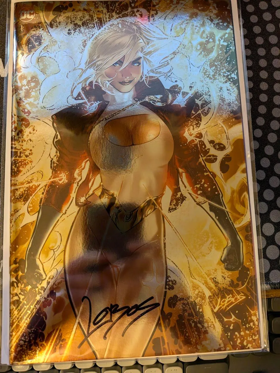 Product image for #🔥 0 (SIGND WITH COA ) LOBOS ! POWER GIRL 11 GOLD FOIL VIRGIN BLACK SIG