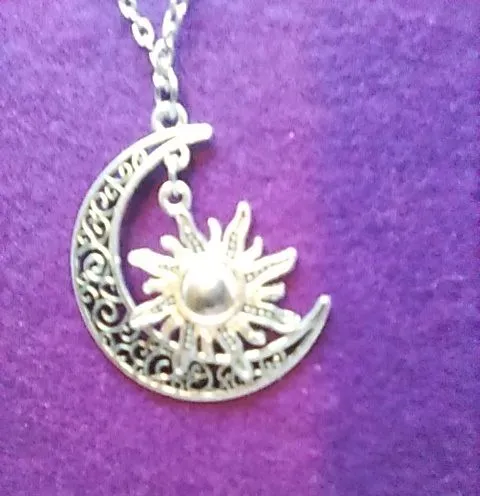 Product image for NM2. Necklace Moon Sun Silver-tone Chain Celestial Boho NWT