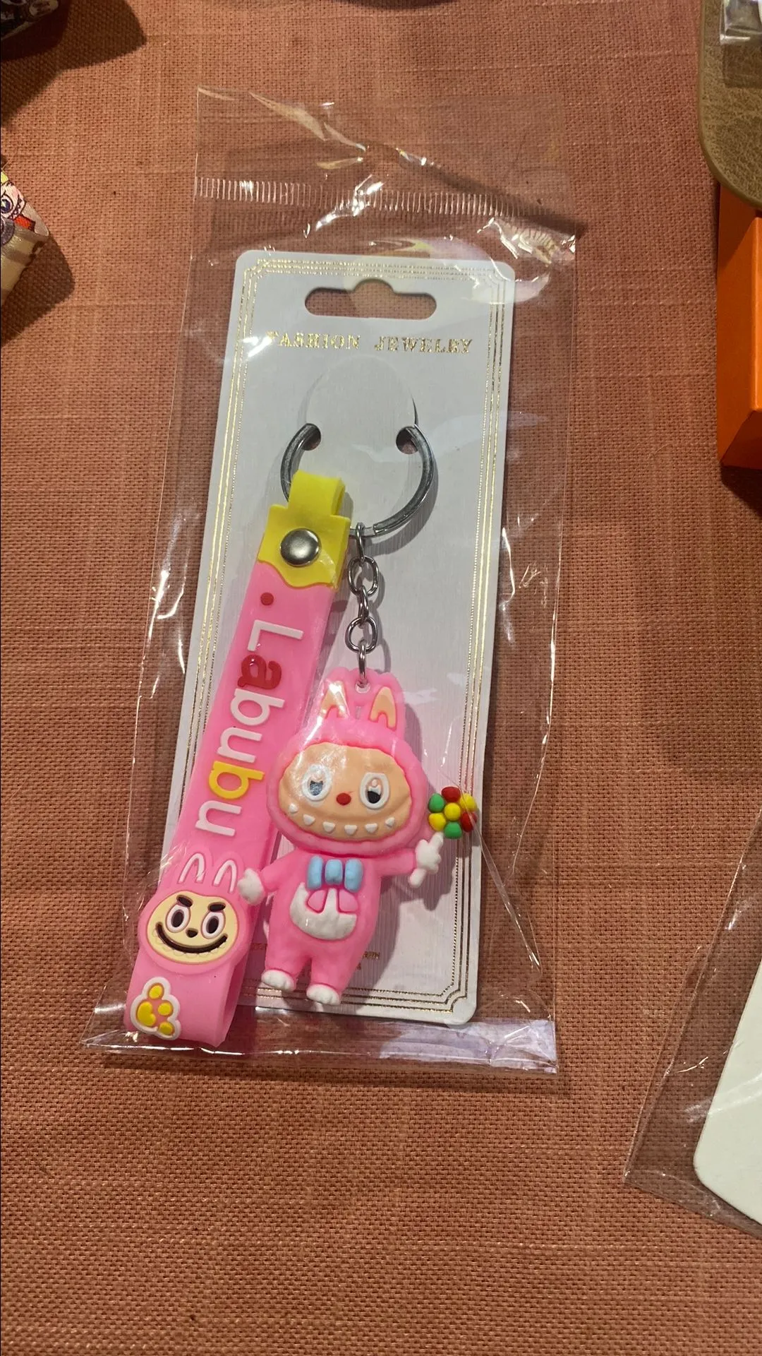Product image for Pink Labubu keychain