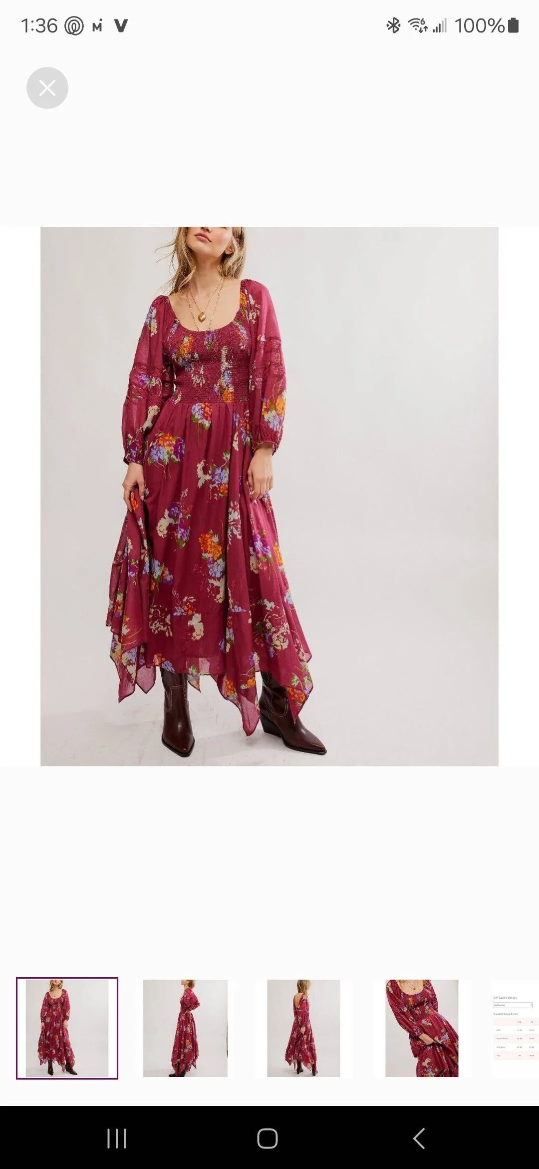 Product image for 1.FREE PEOPLE MORNING GLORY MAXI DRESS SIZE M