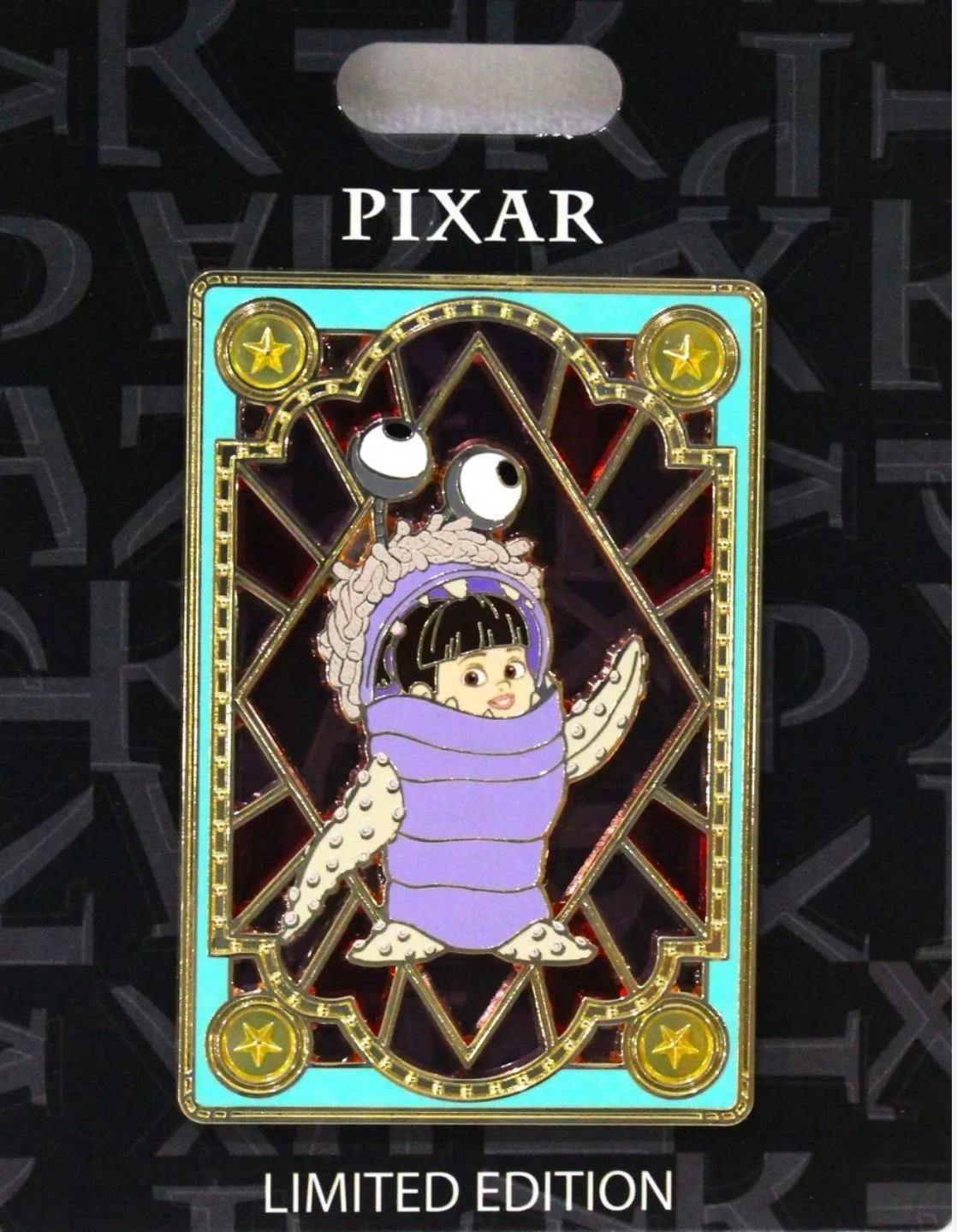 Product image for Disney Pixar Stained Glass Jumbo Pin Pink A La Mode LE 300 - Monsters Inc BOO
