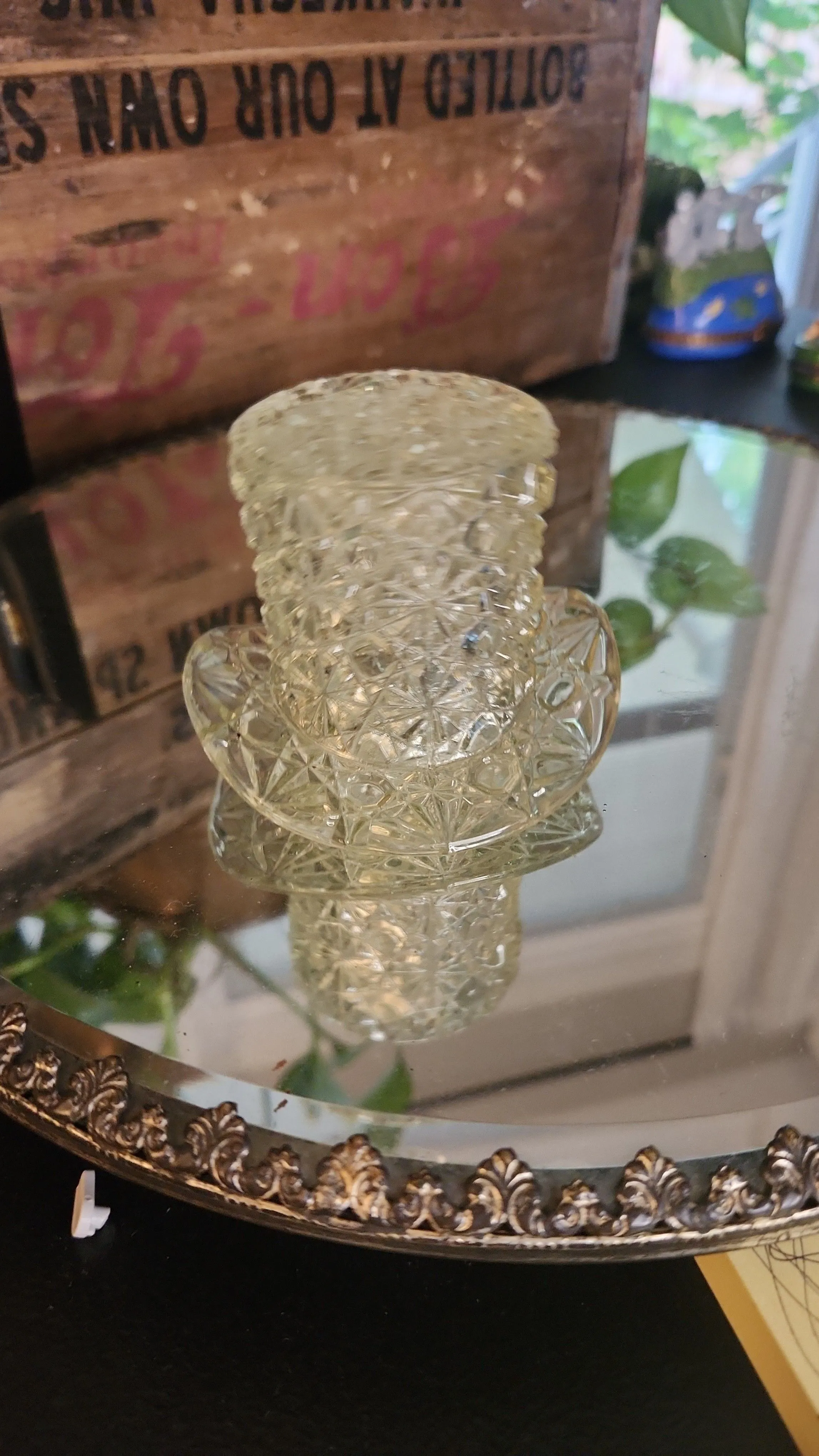 Product image for Fenton Top Hat Vaseline glass