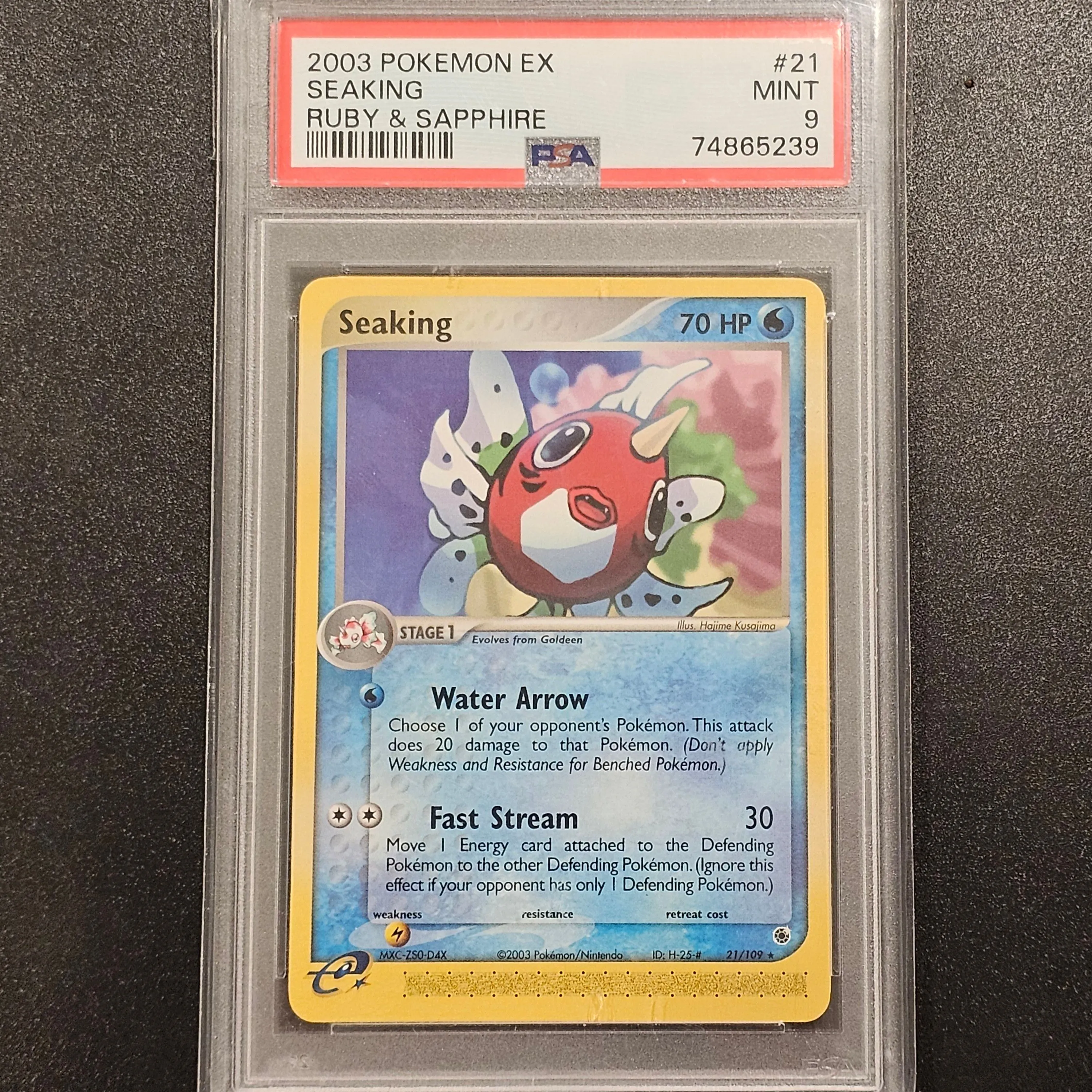 Product image for 2003 Pokemon Ex Ruby & Sapphire Seaking Ruby & Sapphire PSA MINT 9