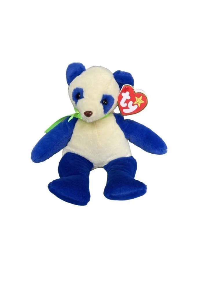 Product image for Ty Beanie Baby Domino Panda Plush Blue White One Size
