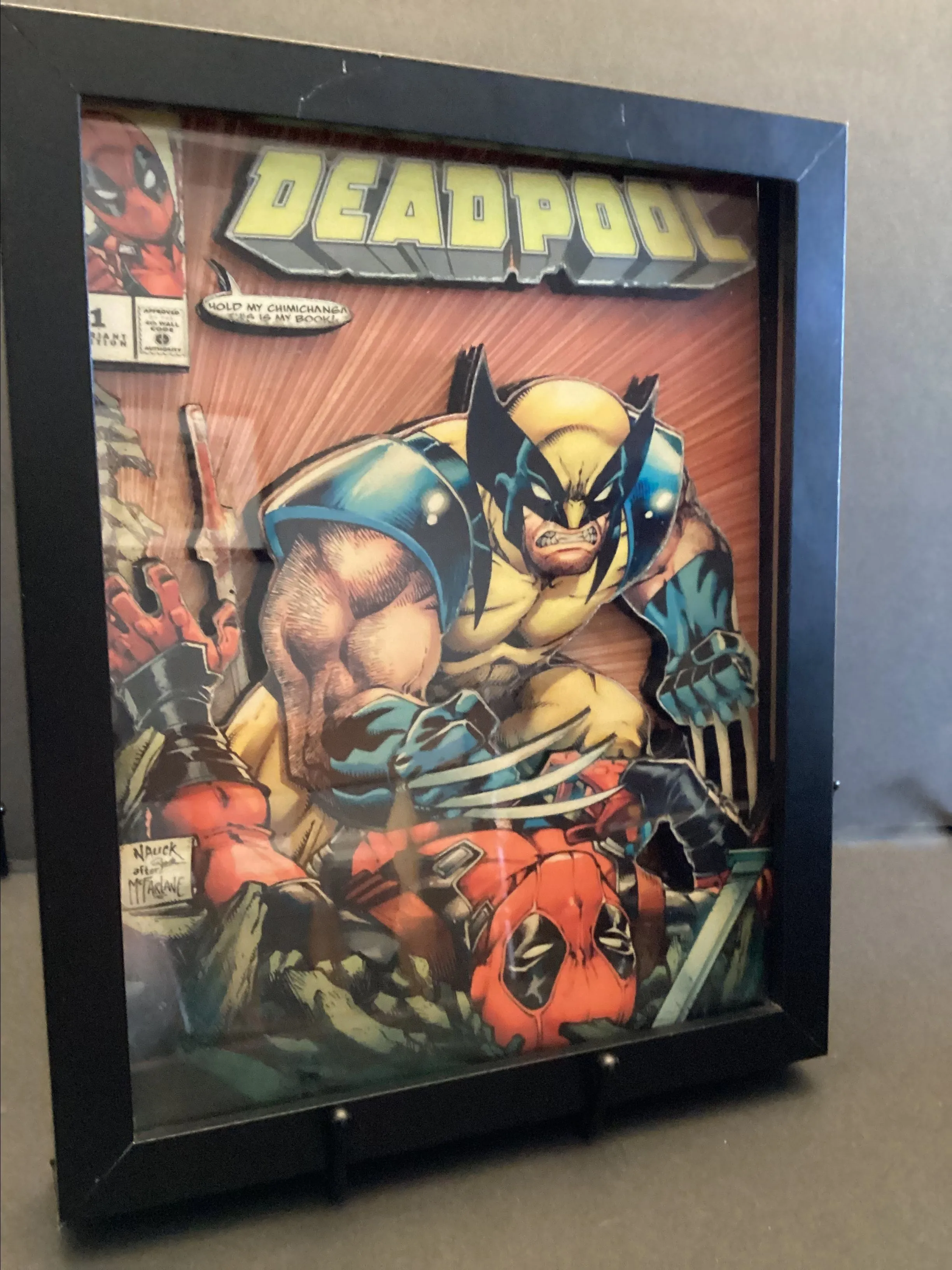 Product image for Deadpool Wolverine shadow boxed Layered wood art