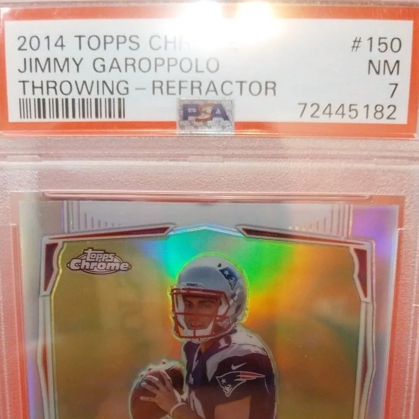 Product image for 2014 Topps Chrome Jimmy Garoppolo 150 Throwing-Refractor PSA NM 7