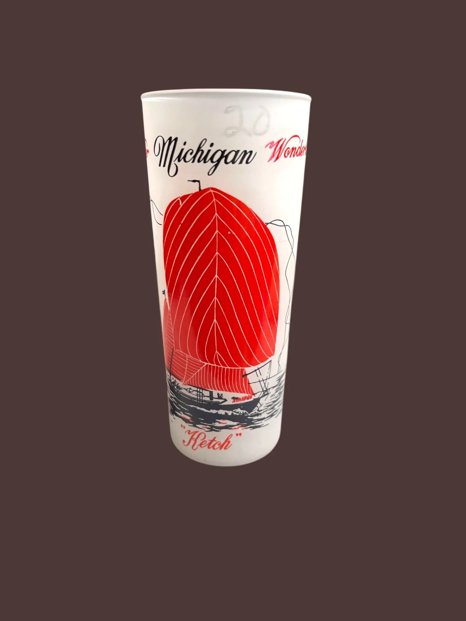 Product image for 216 Michigan souvenir drinking glass frosted 6.5 inch