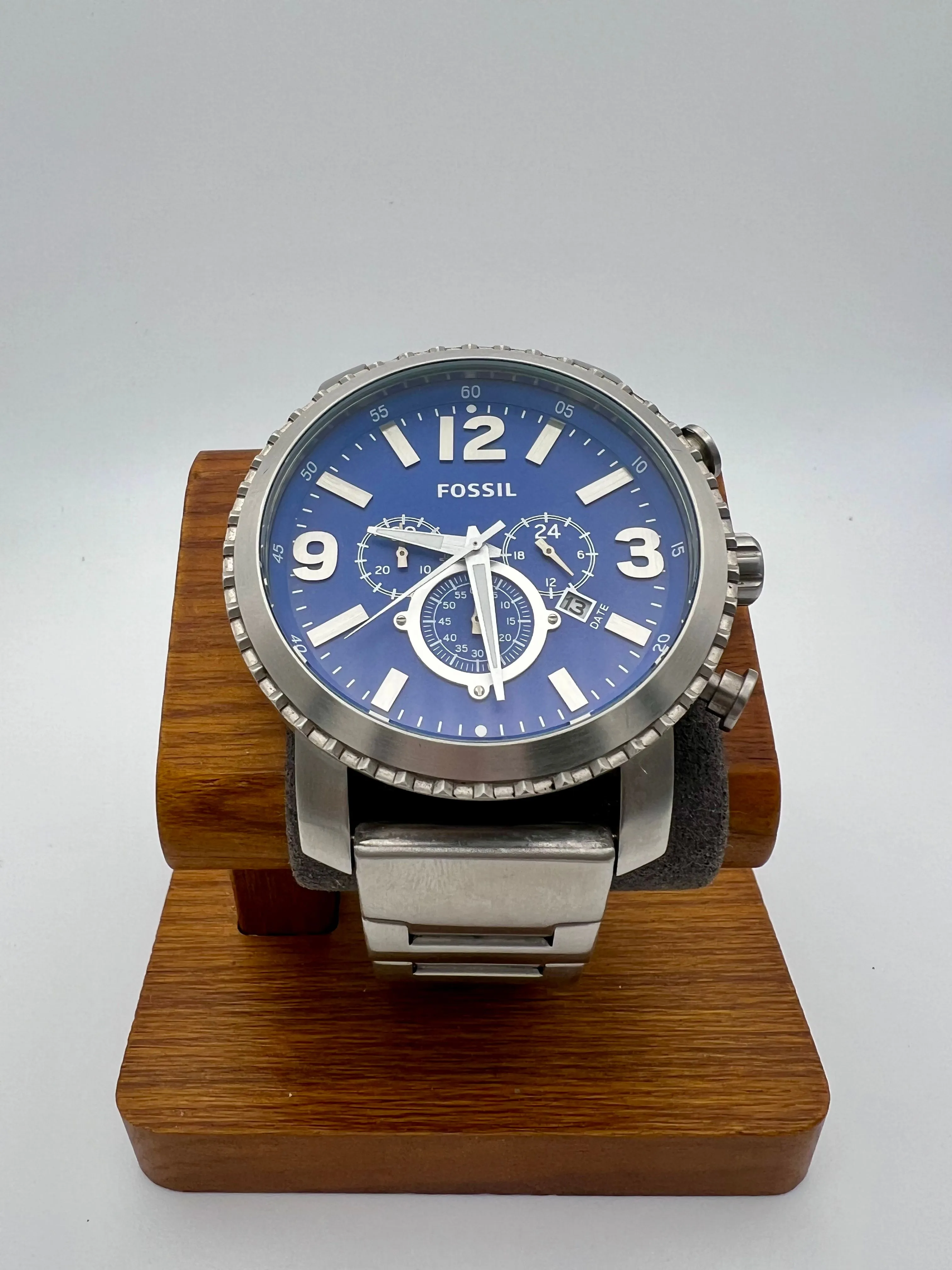 Product image for Fossil men's 'Nate' watch BQ1707 stainless and blue