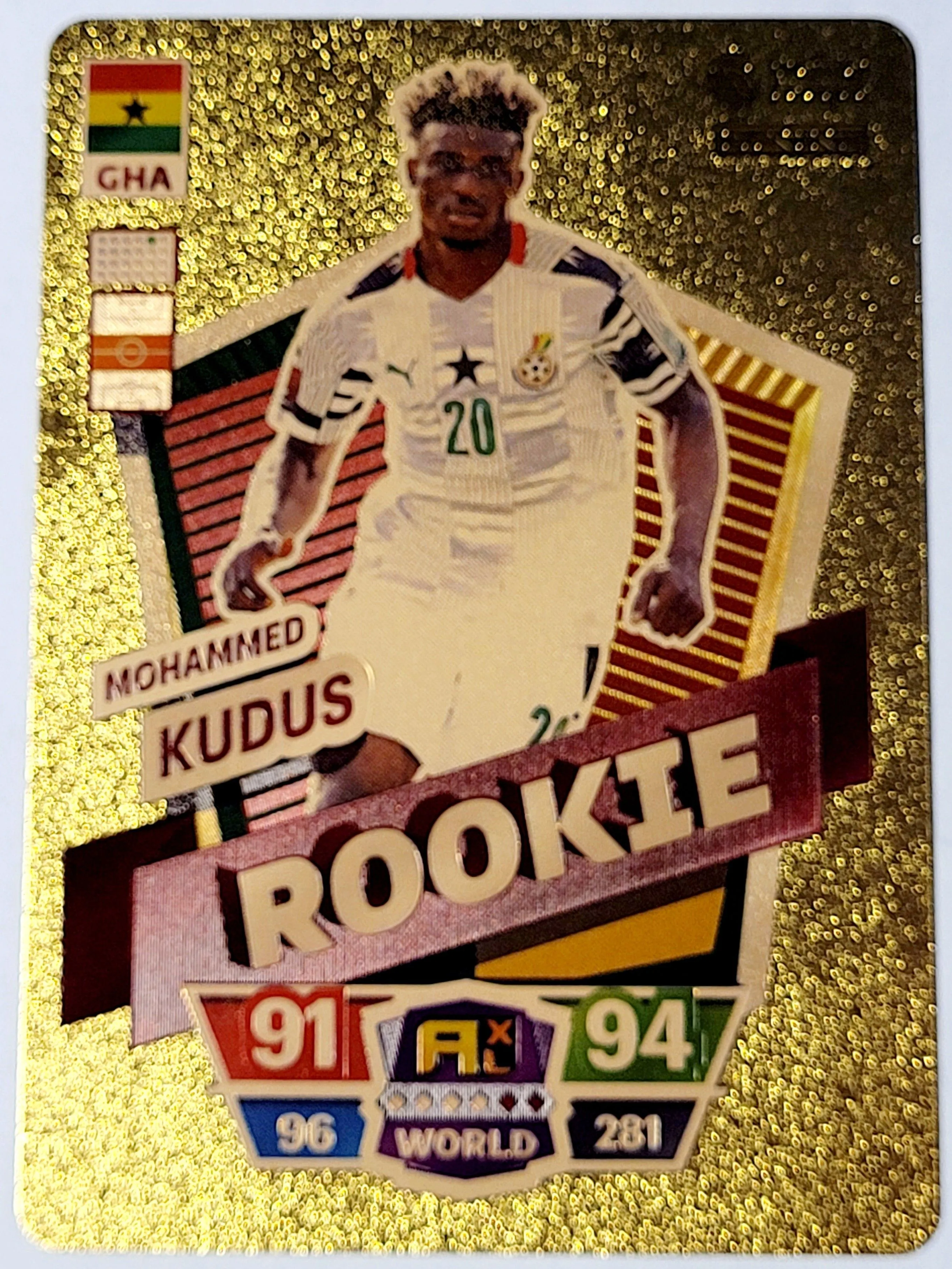 Product image for 2022 Mohammed Kudus Rookie Panini Adrenalyn XL FIFA World Cup Plastic Gold Color Card Near Mint Cond