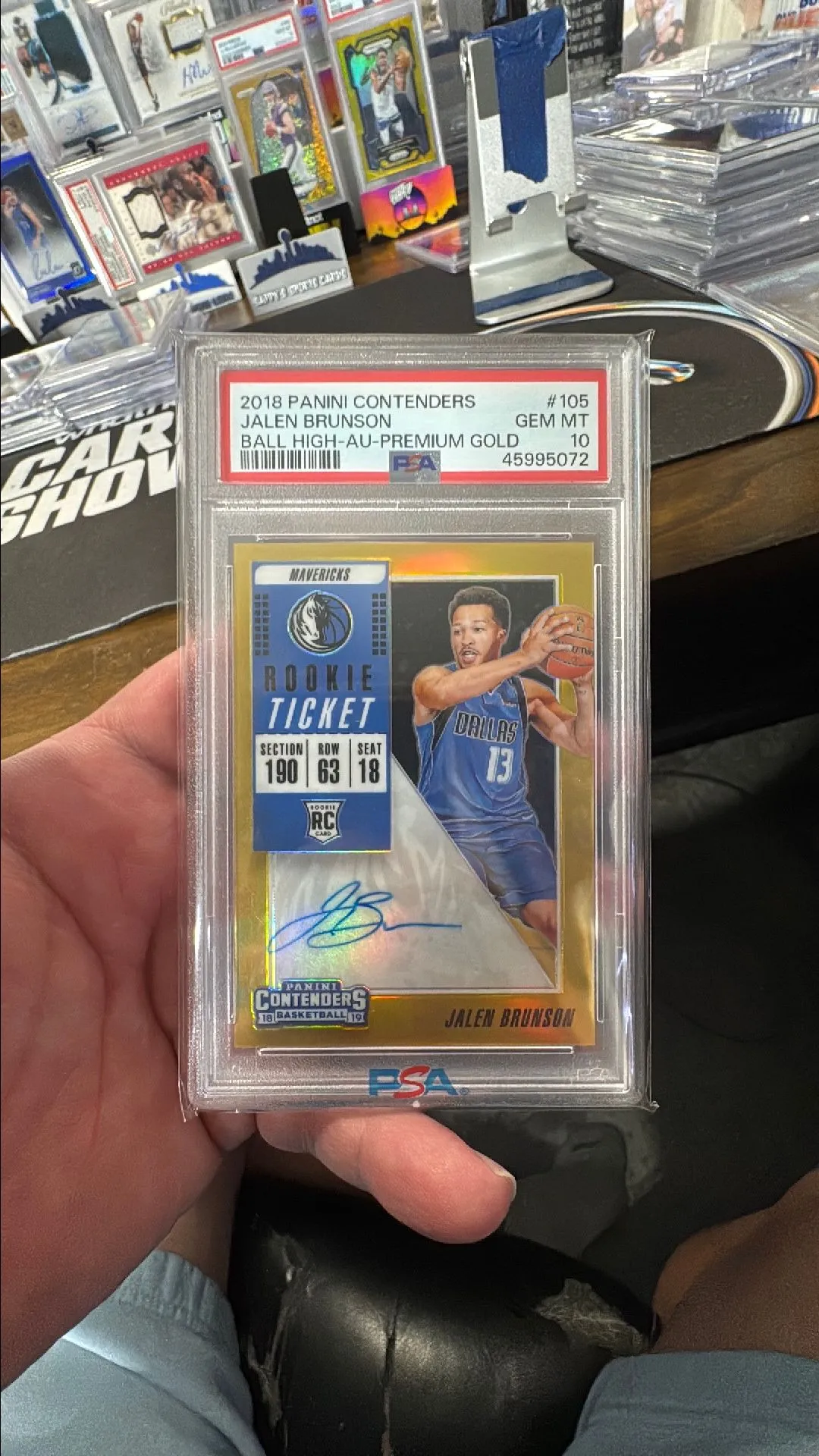 Product image for 2018 Panini Contenders Jalen Brunson 105 Var-Auto-Premium Gold PSA GEM MT 10