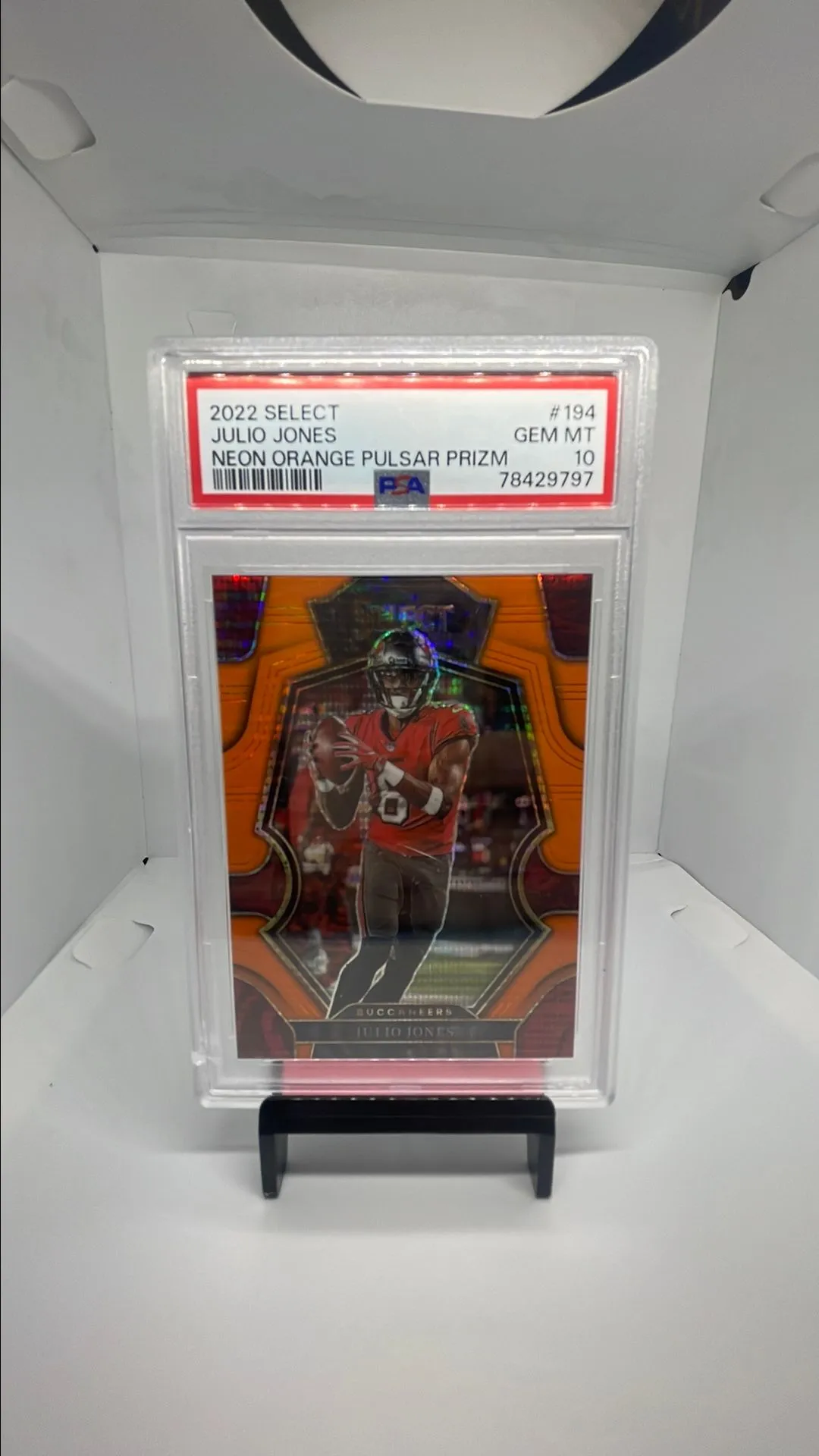Product image for 2022 Panini Select Julio Jones 194 Neon Orange Pulsar Prizm PSA GEM MT 10