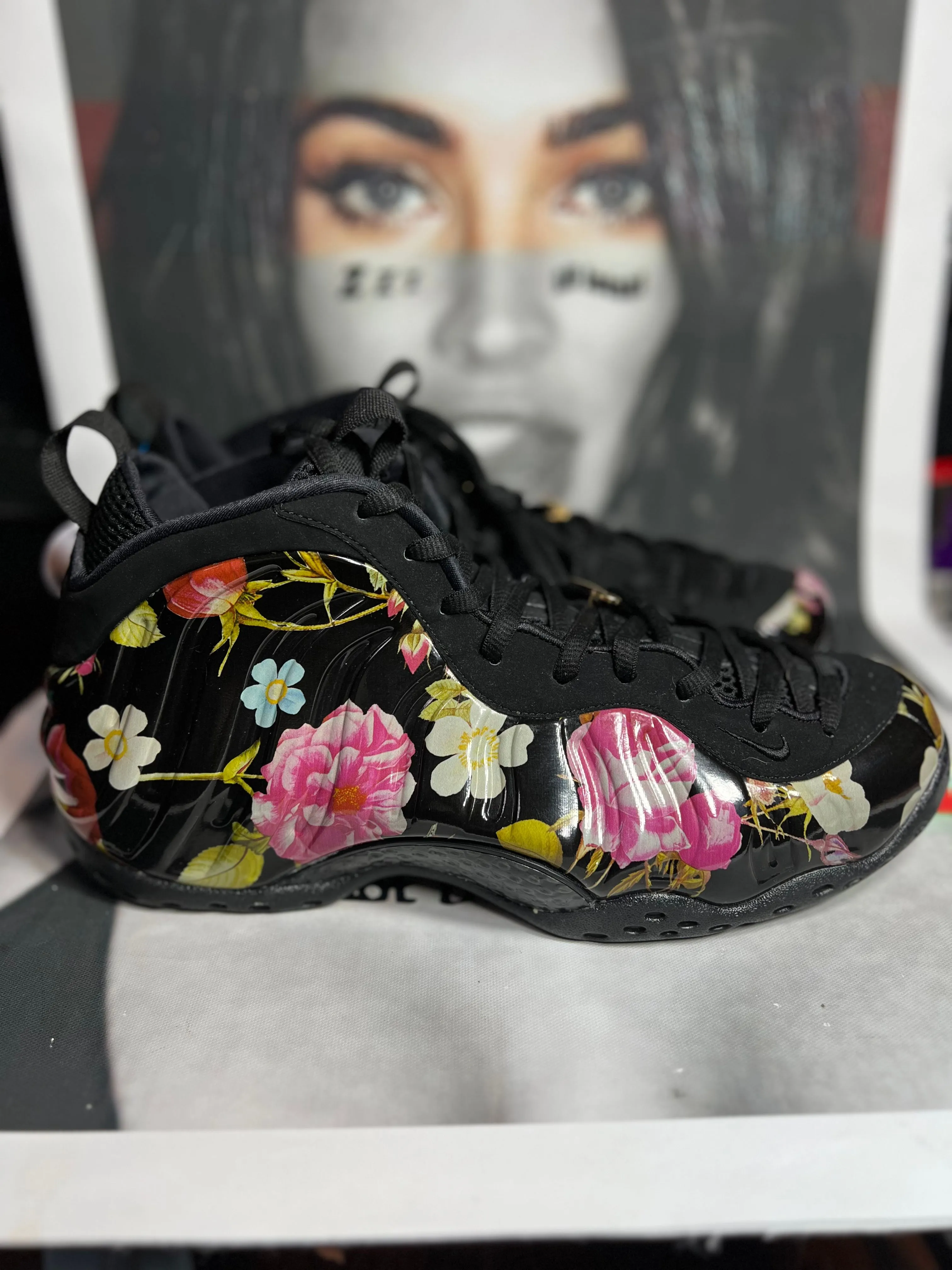 floral foamposite on feet