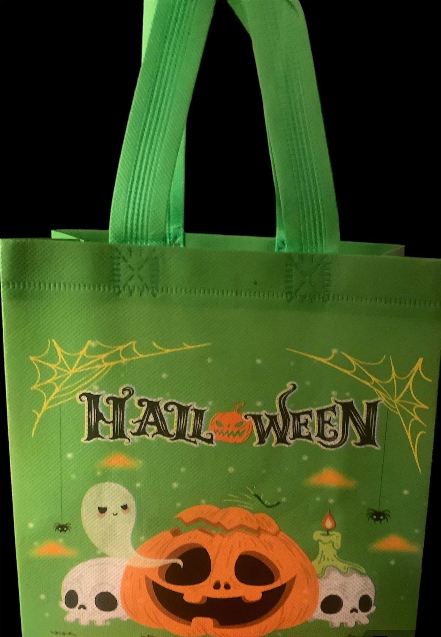 Product image for Small vinyl green Halloween tote