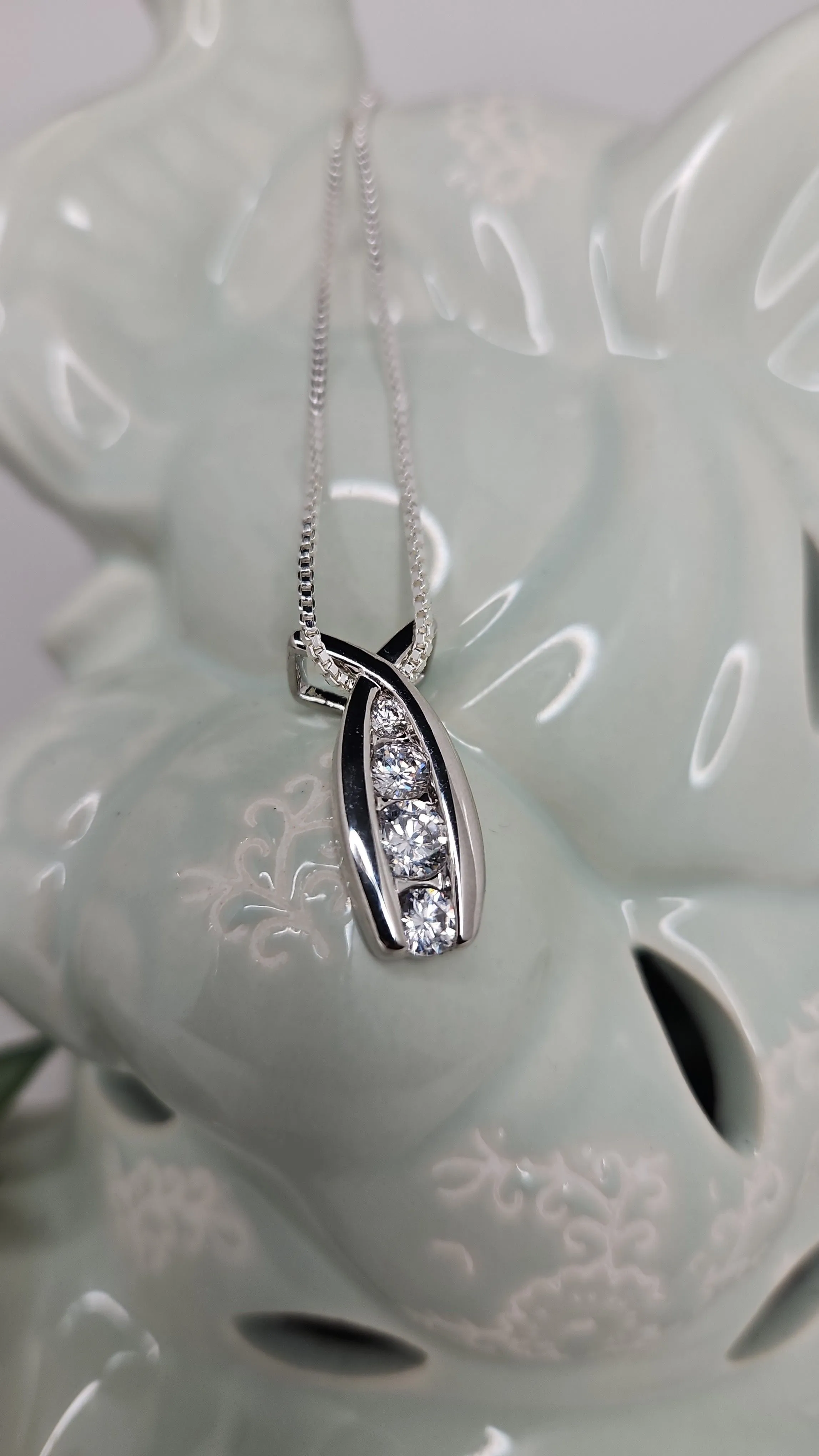 Product image for JC STERLING SILVER CZ PENDANT NECKLACE 18"