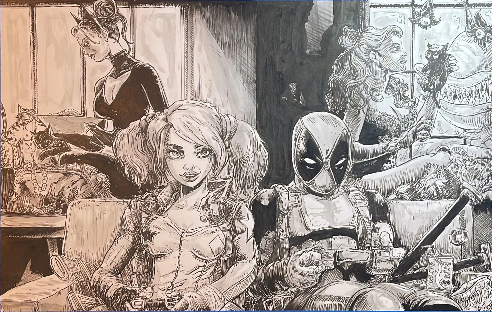 Product image for 6 7/8 x 10 1/2 Black & White COMIC SIZED ILLUSTRATION!
