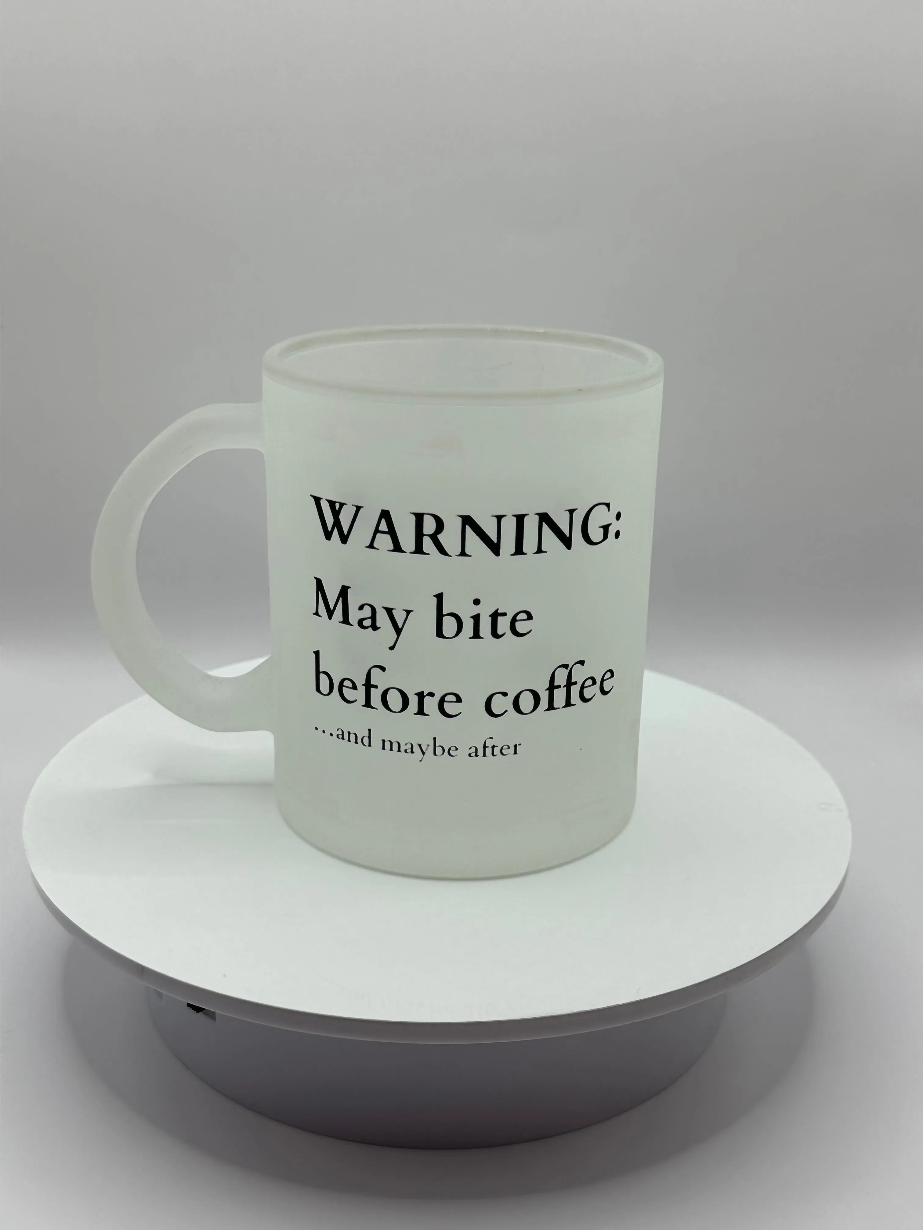 Product image for Warning: May Bite before coffee and maybe after 15oz Frosted Glass Mug