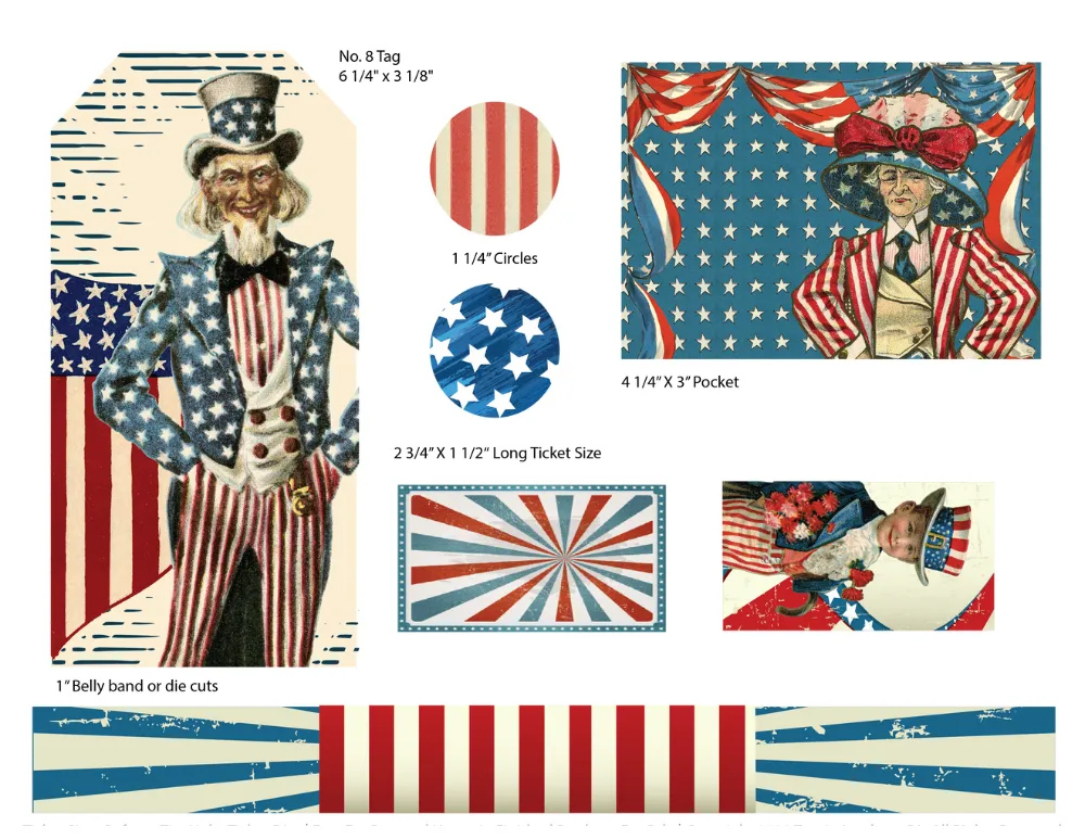 Product image for P207-3. Patriotic Junk Journal Ephemera & Paper Collection