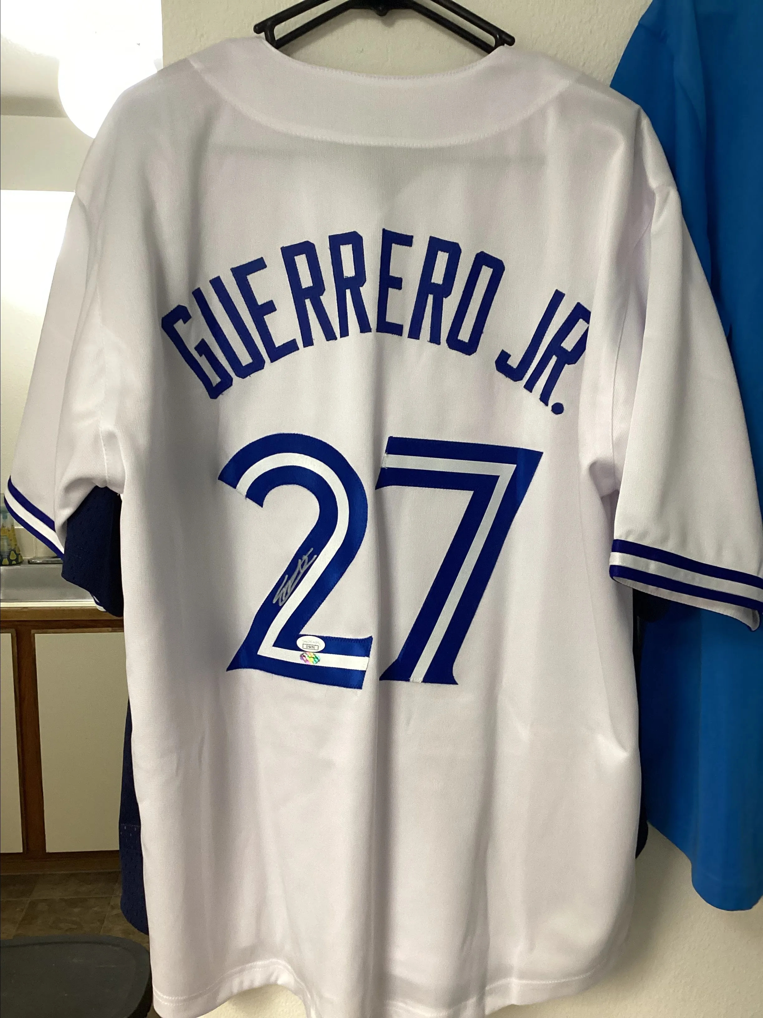 Product image for Vladimir Guerrero Jr Auto Signed Jersey White JSA + Leaf Authentic