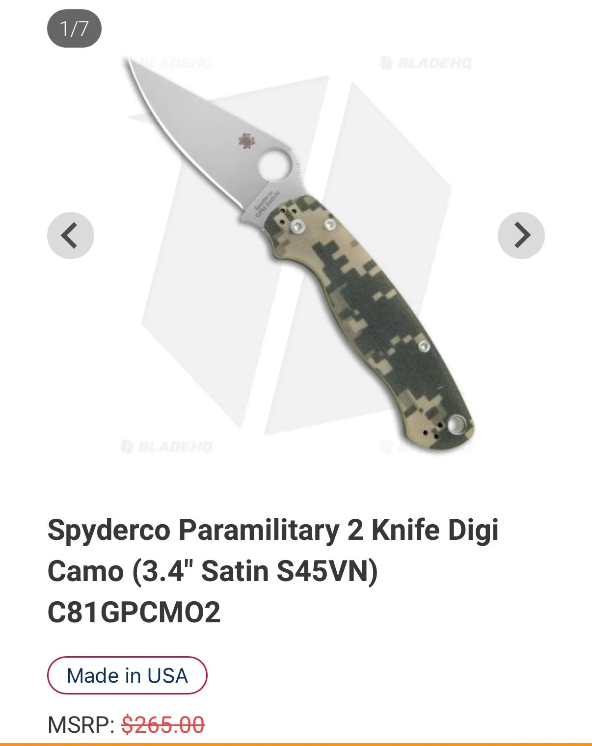 Product image for Spyderco para 2