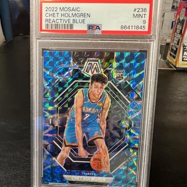 Product image for 2022 Panini Mosaic Chet Holmgren 236 Reactive Blue PSA MINT 9