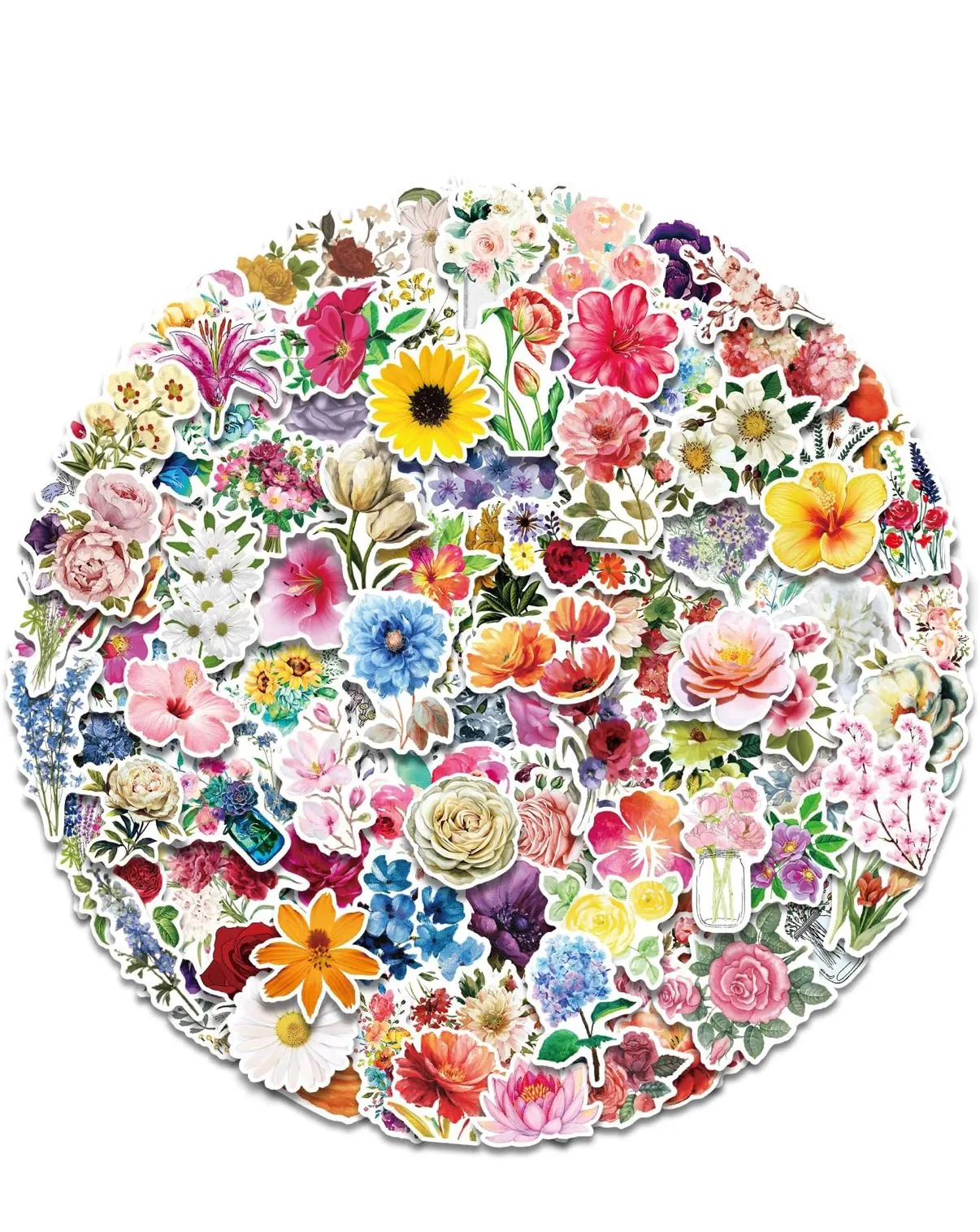 Product image for Assorted waterproof floral stickers!// 5 pieces!
