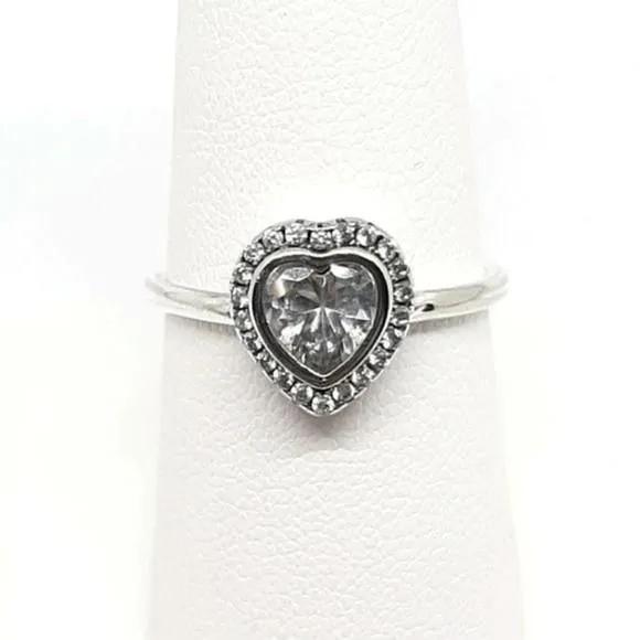 Product image for Halo Heart CZ Ring .925 Sterling Silver New
