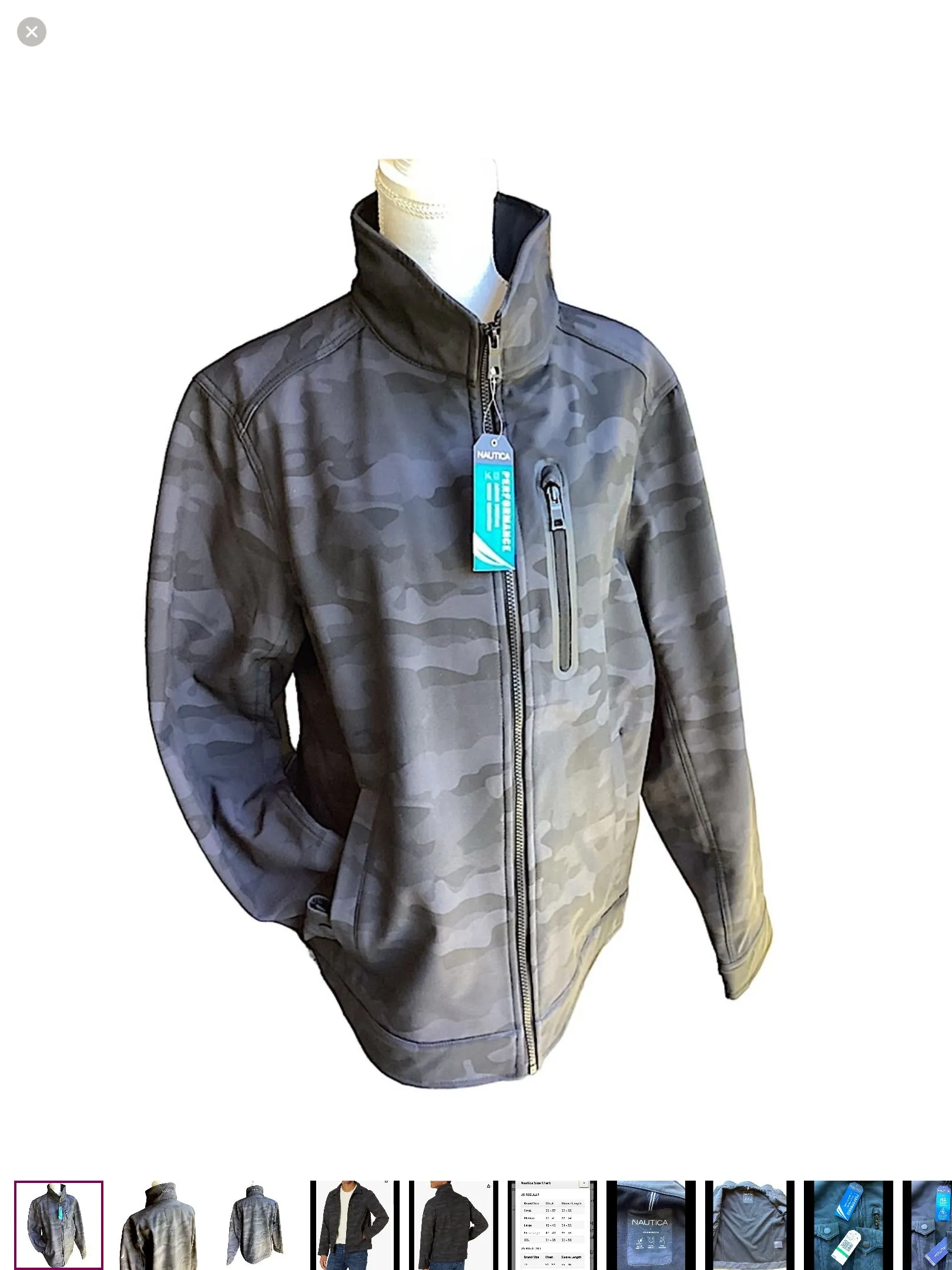 Product image for Nautica Water Resistant Black Camo Print Jacket
