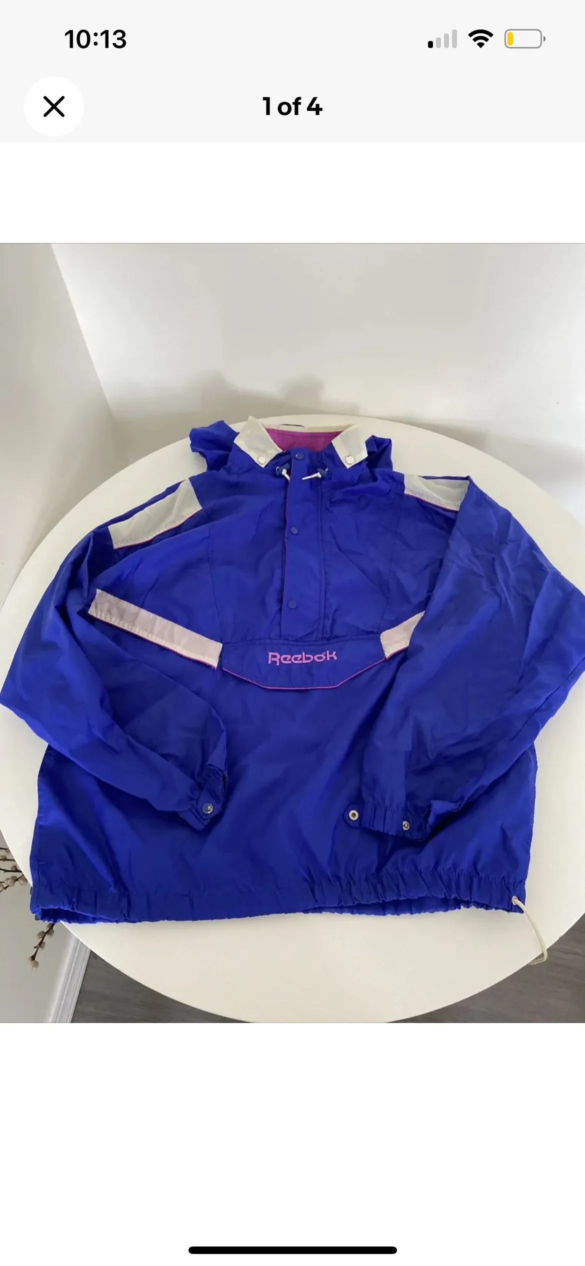 Product image for Vintage Reebok RipStop Crepe NYLON WINDBREAKER Purple Colorblock , Size Medium