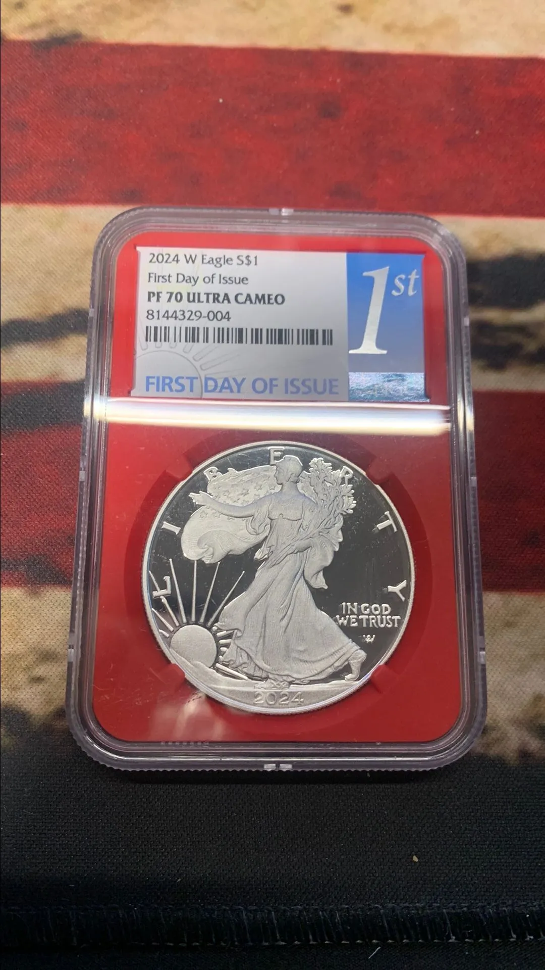 Product image for 2024 W PROOF SILVER EAGLE NGC PF70 UC FDI red CORE 1ST LABEL
