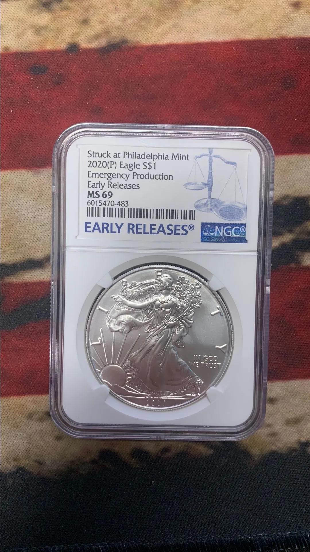 Product image for 2020 (P) SILVER EAGLE NGC MS69 EMERGENCY PRODUCTION EARLY RELEASES STRUCK AT PHILADELPHIA