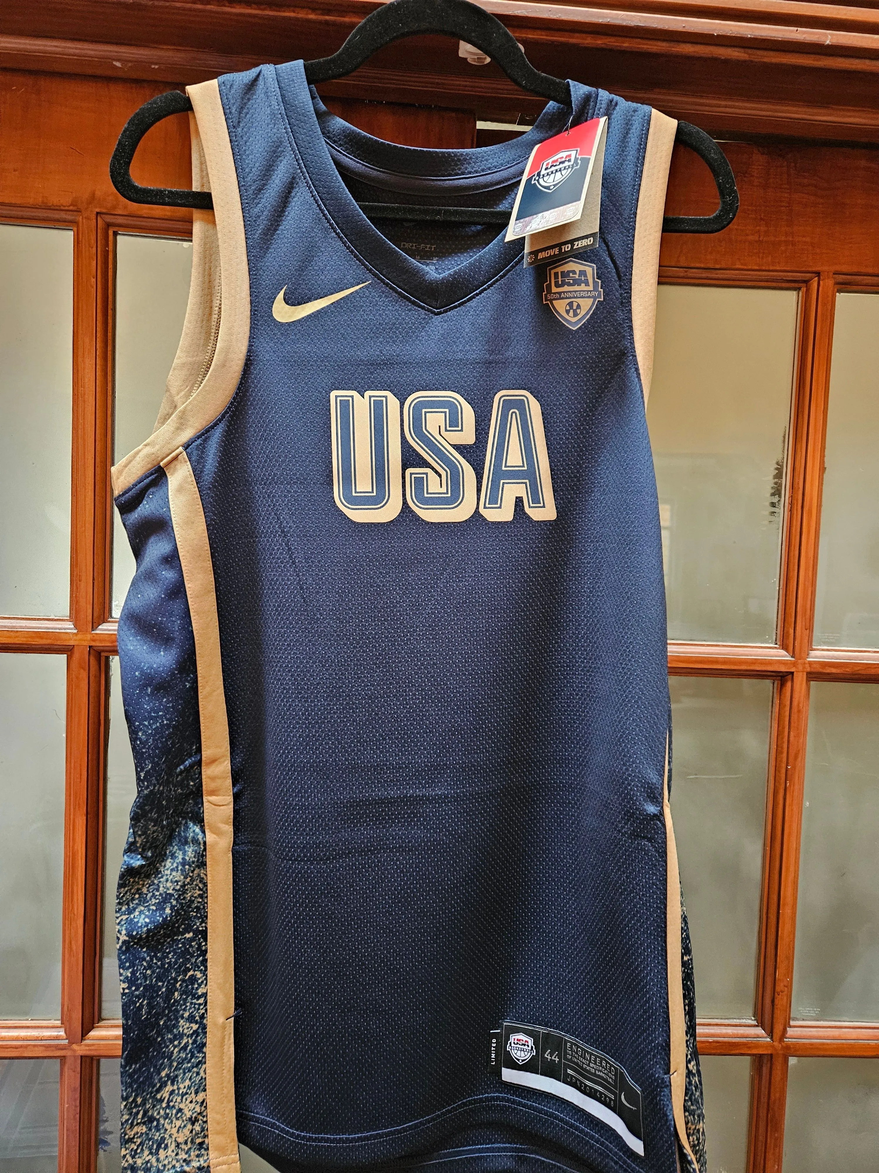 Product image for Nike 2024 USA Team 50th Anniversary Olympics Navy Gold Limited Edition Sizes S M L XL XXL