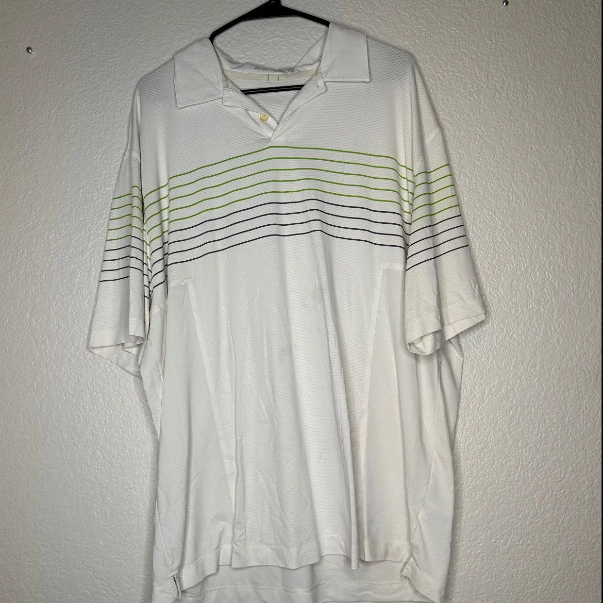 Product image for Nike Dri Fit Golf Polo XL white Green Stripe