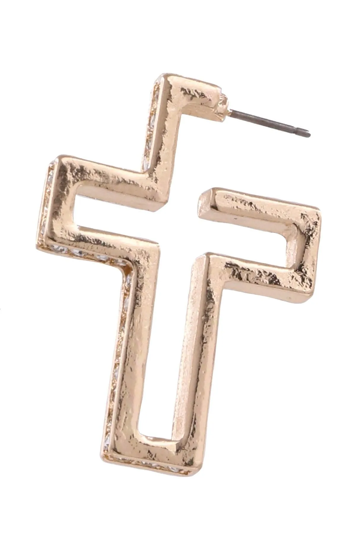 Product image for Metal Rhinestone Cross Hoop Earrings