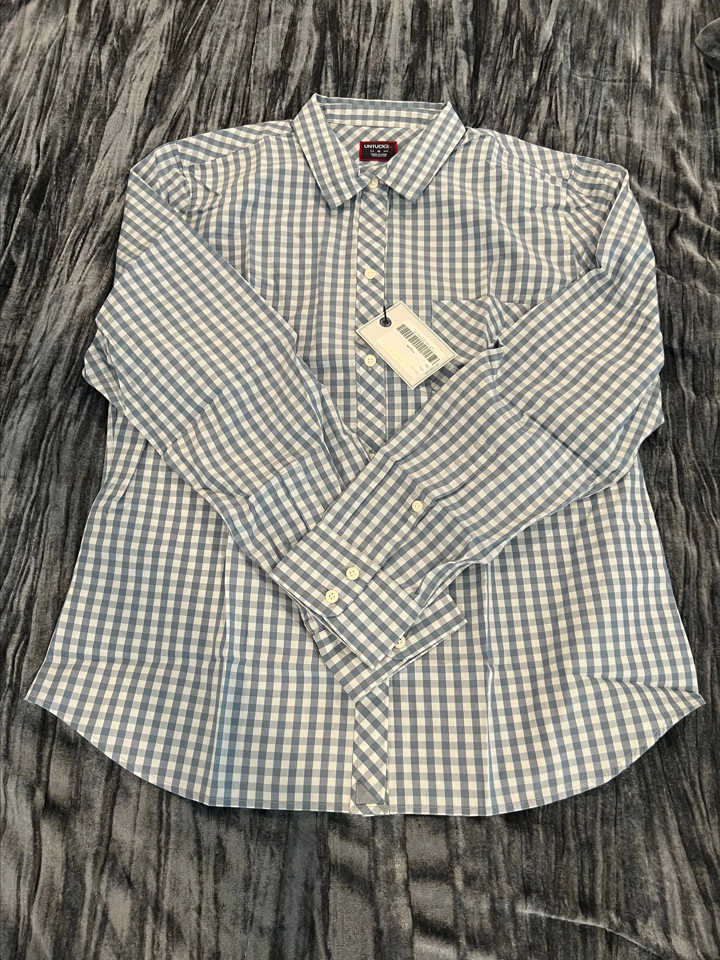 Product image for Blue Checkered Shirt Size 10 by Untuckit