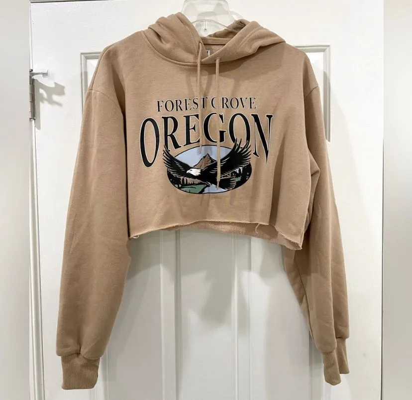 Product image for REFUGE ATHLETICS "FOREST GROVE OREGON" CROPPED HOODIE
