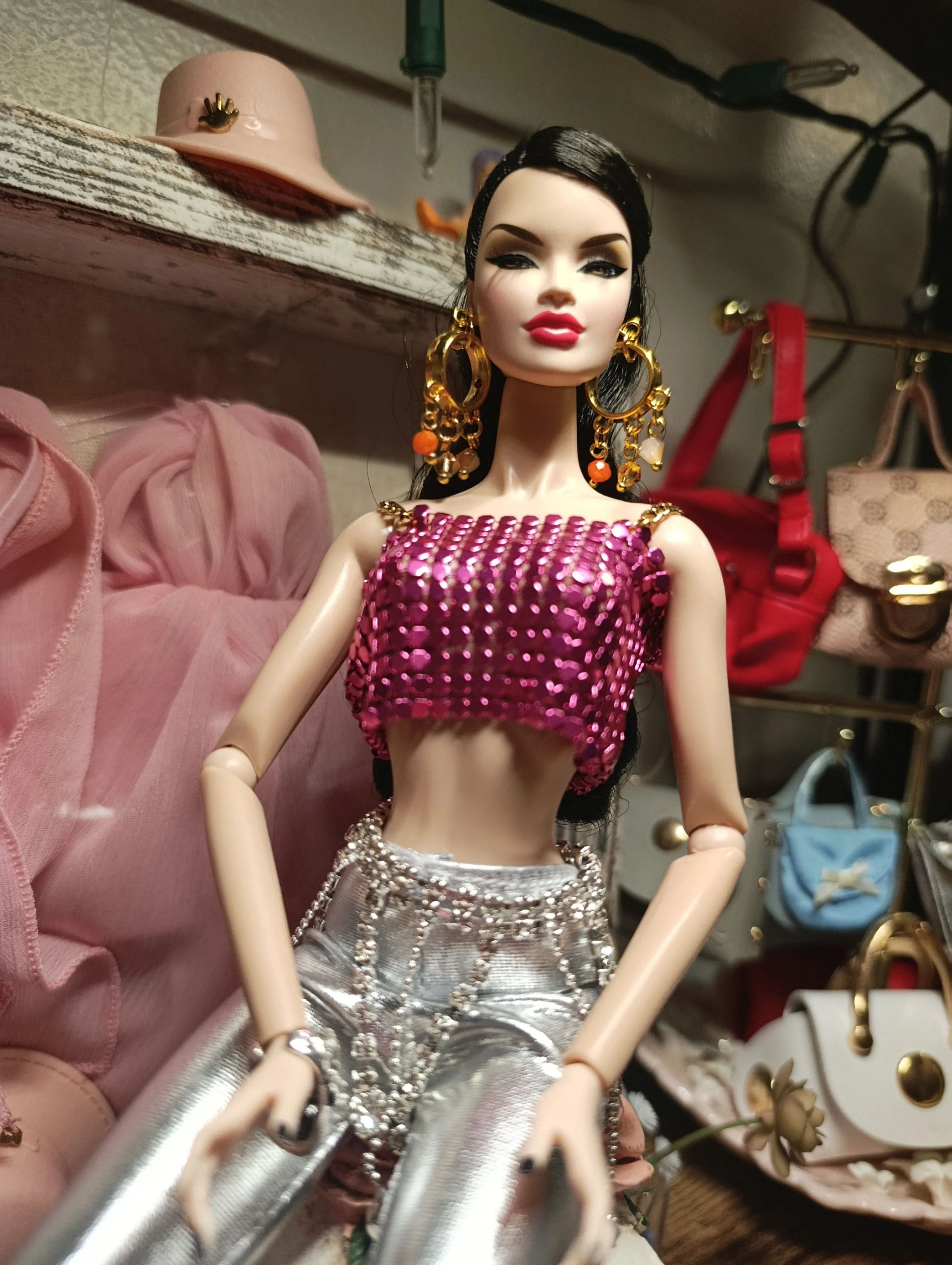 Product image for DA1_Hot Pink MtlMesh Top