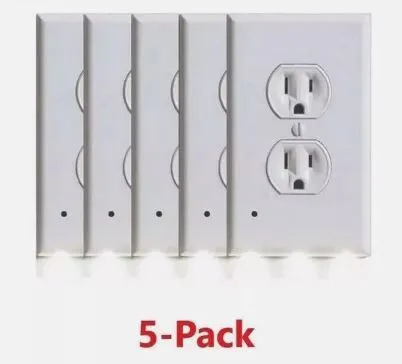 Product image for 5-Pack - Advanced Safety Essentials - LED Nightlight Outlet Cover Plate