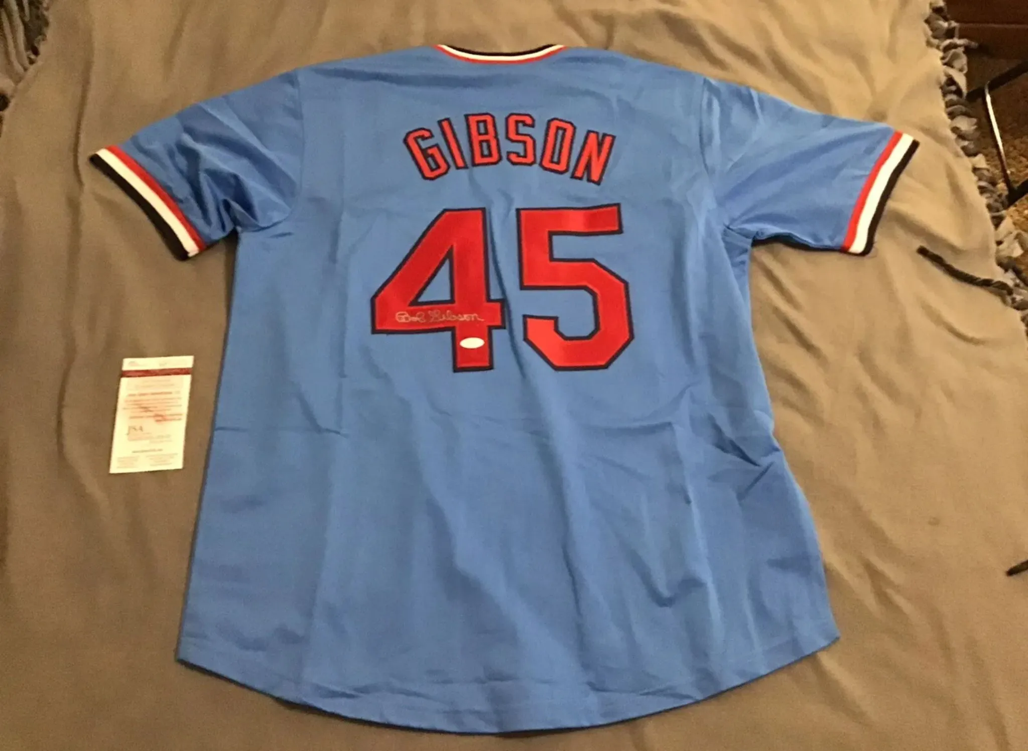Product image for Bob Gibson #45 Autograph Signed Custom Sewn Blue Cardinals Jersey JSA COA