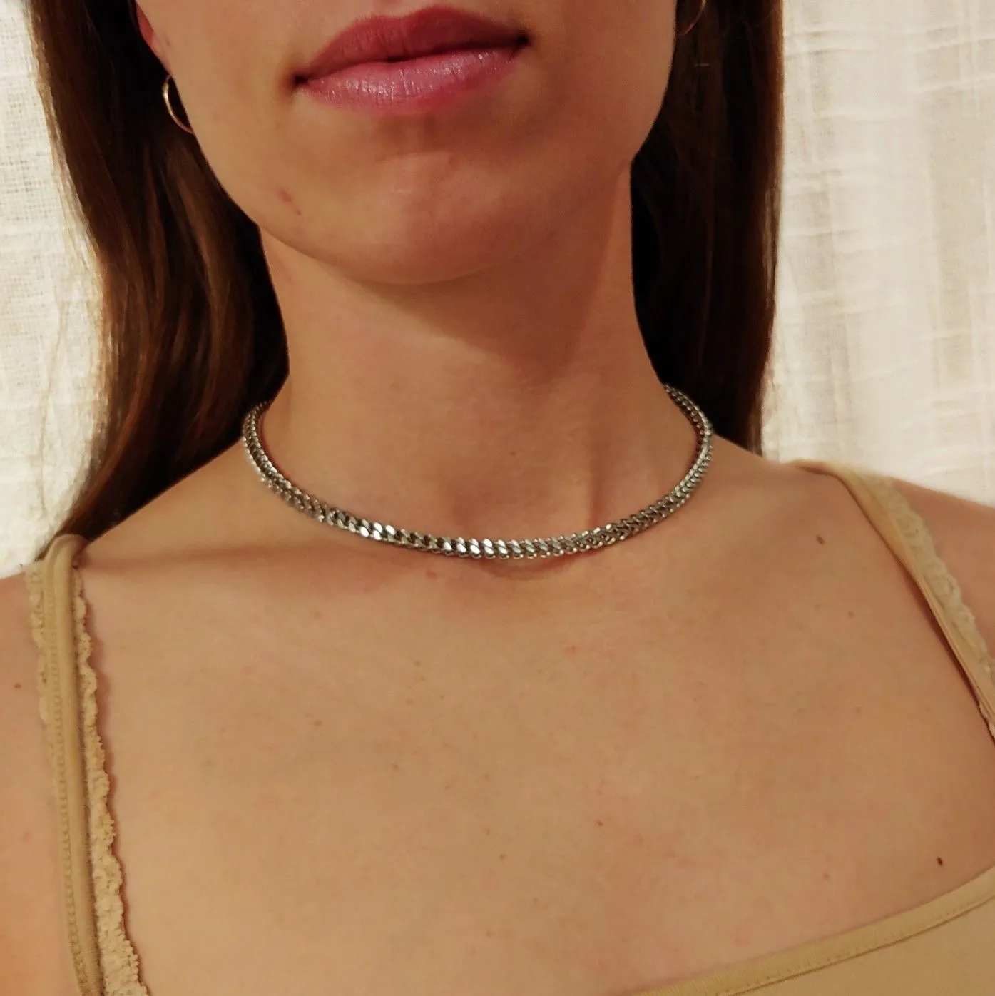 Product image for Women's Stainless Steel Box Link Chain Choker