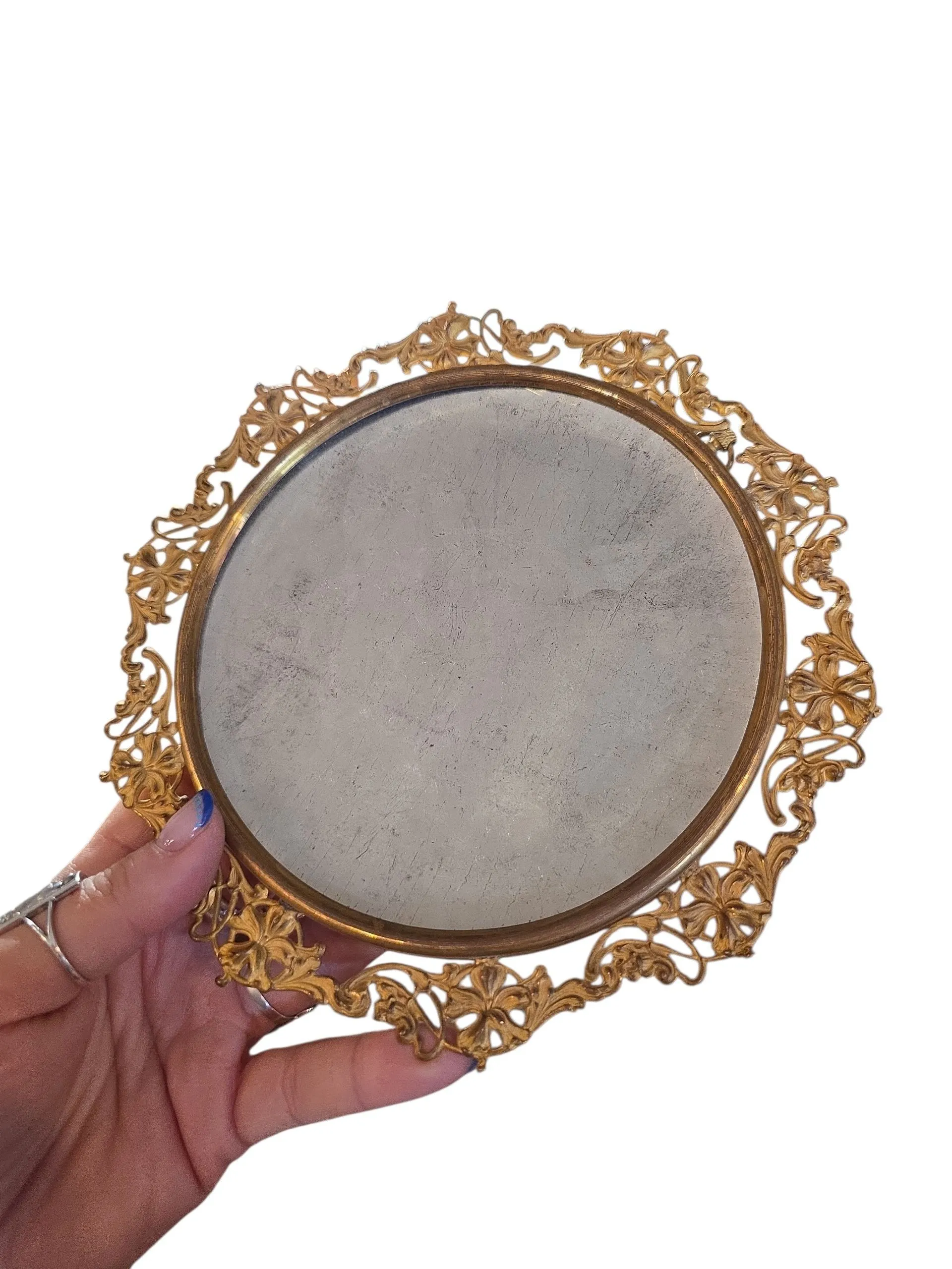 Product image for 017 - Something made of metal - vintage circular polished metal tray